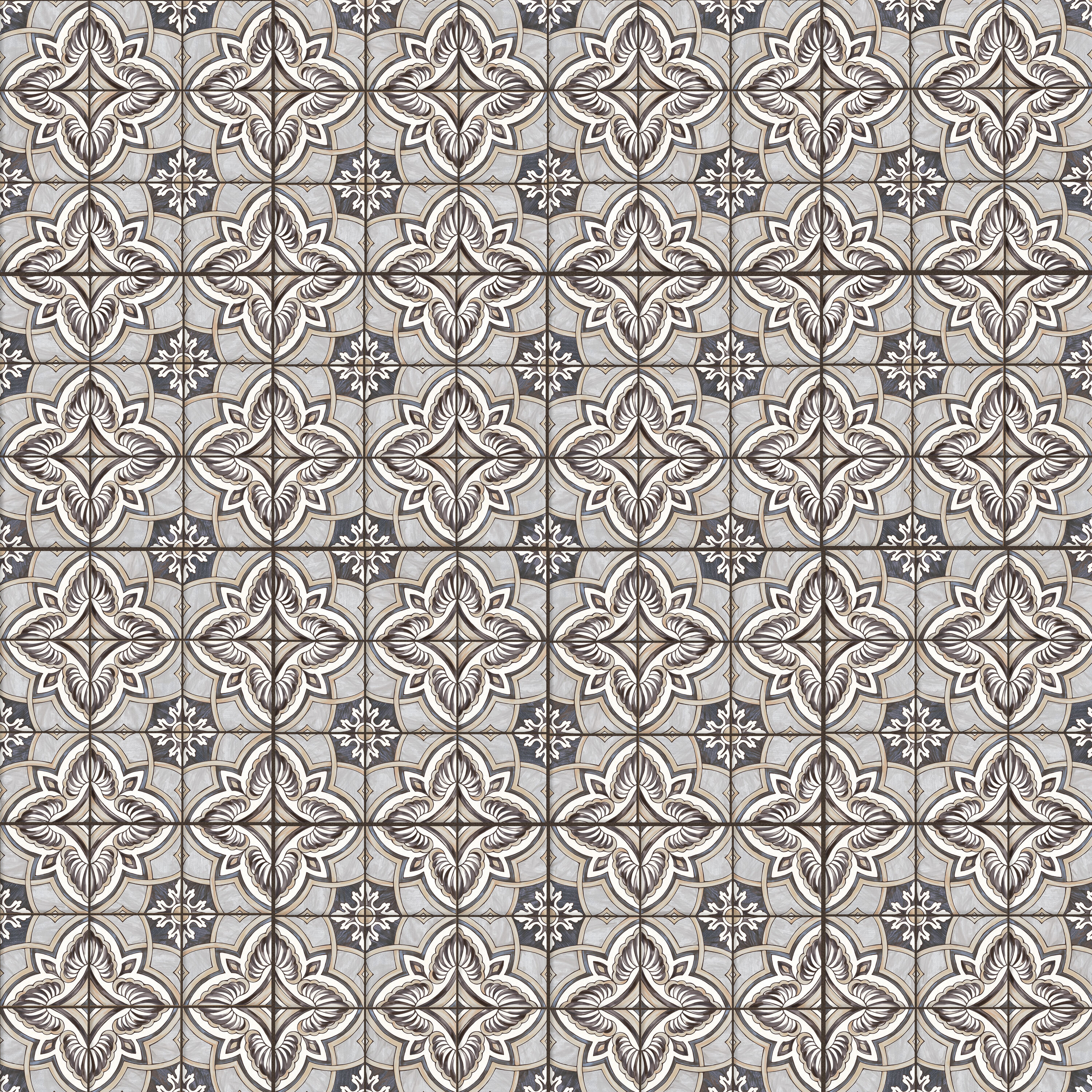 Affinity Tile FPEHMGGY Harmonia Grove Grey 13-in x 13-in Matte Ceramic Patterned Standard Floor and Wall Tile ( 12-sq ft Carton )