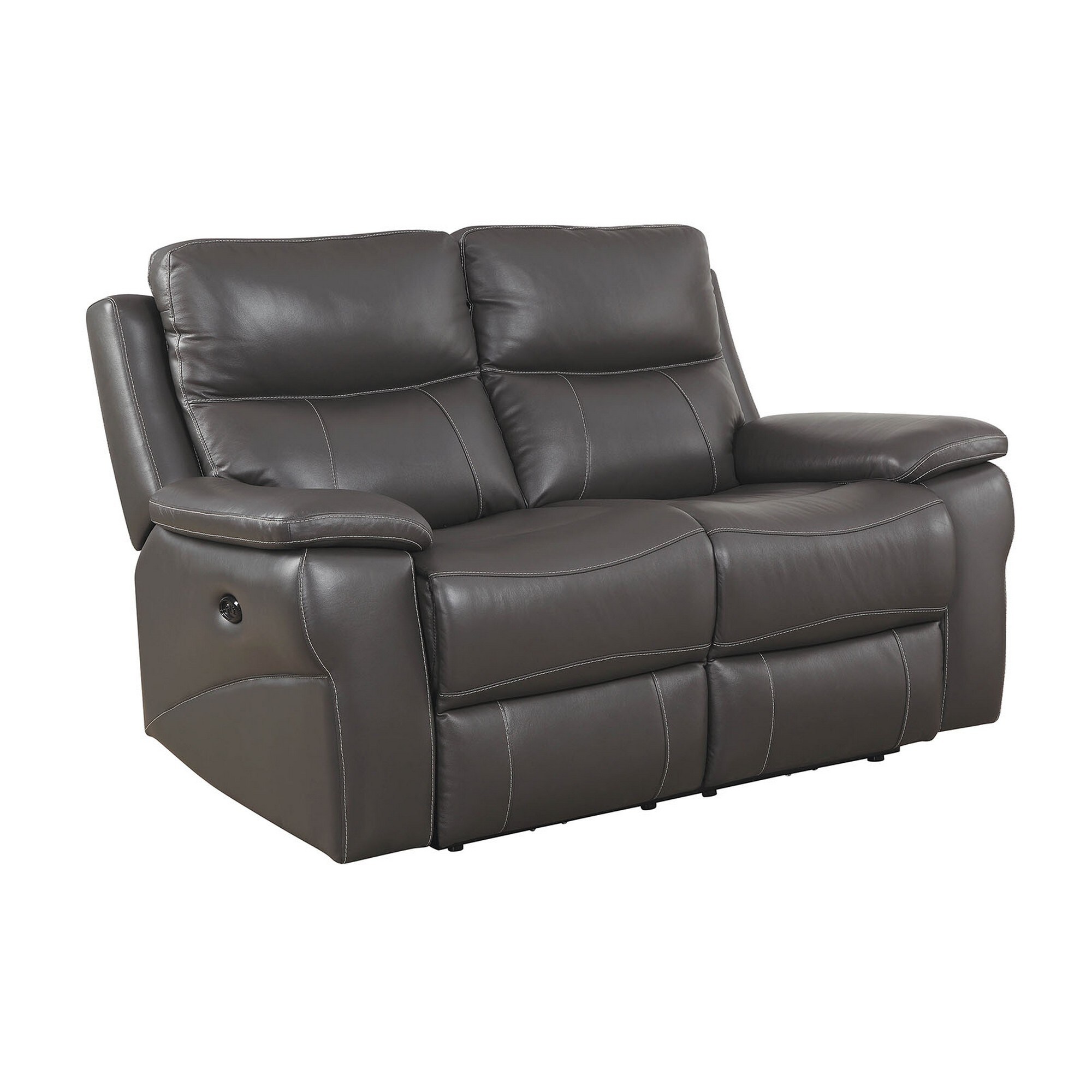 Benzara 26-in Modern Gray Genuine Leather Reclining Loveseat in the ...