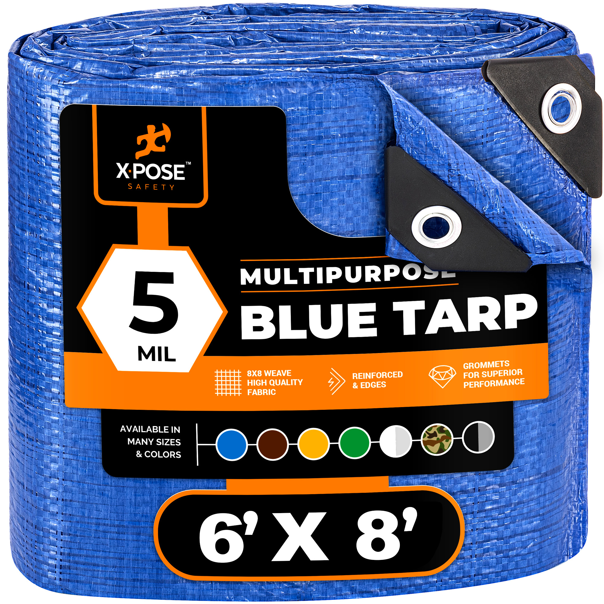 XPOSE SAFETY BT-68 6-ft x 8-ft Blue Water resistant Commercial Polyethylene 5-mil Tarp