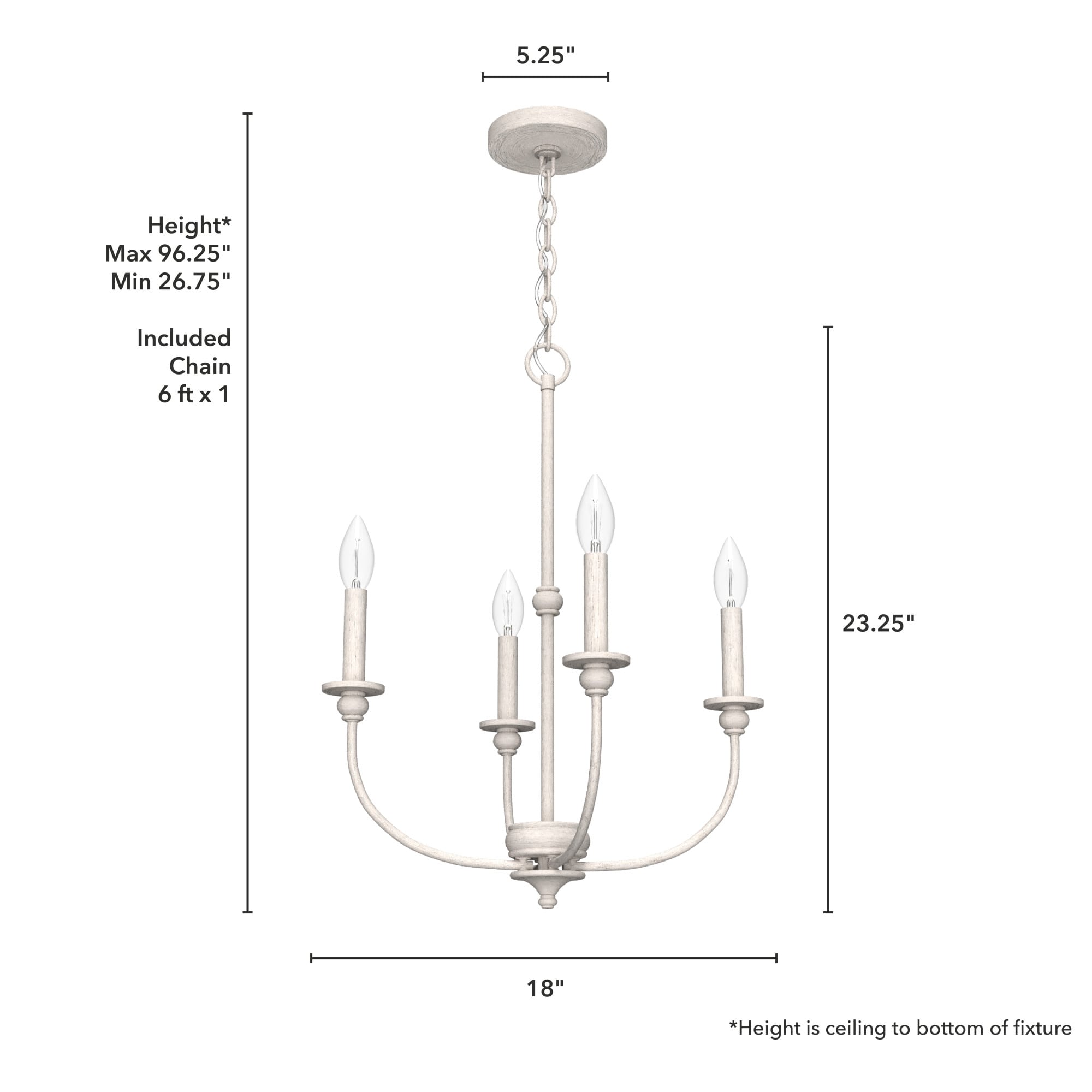 Hunter Southcrest 4-light Distressed White Transitional Led Chandelier 