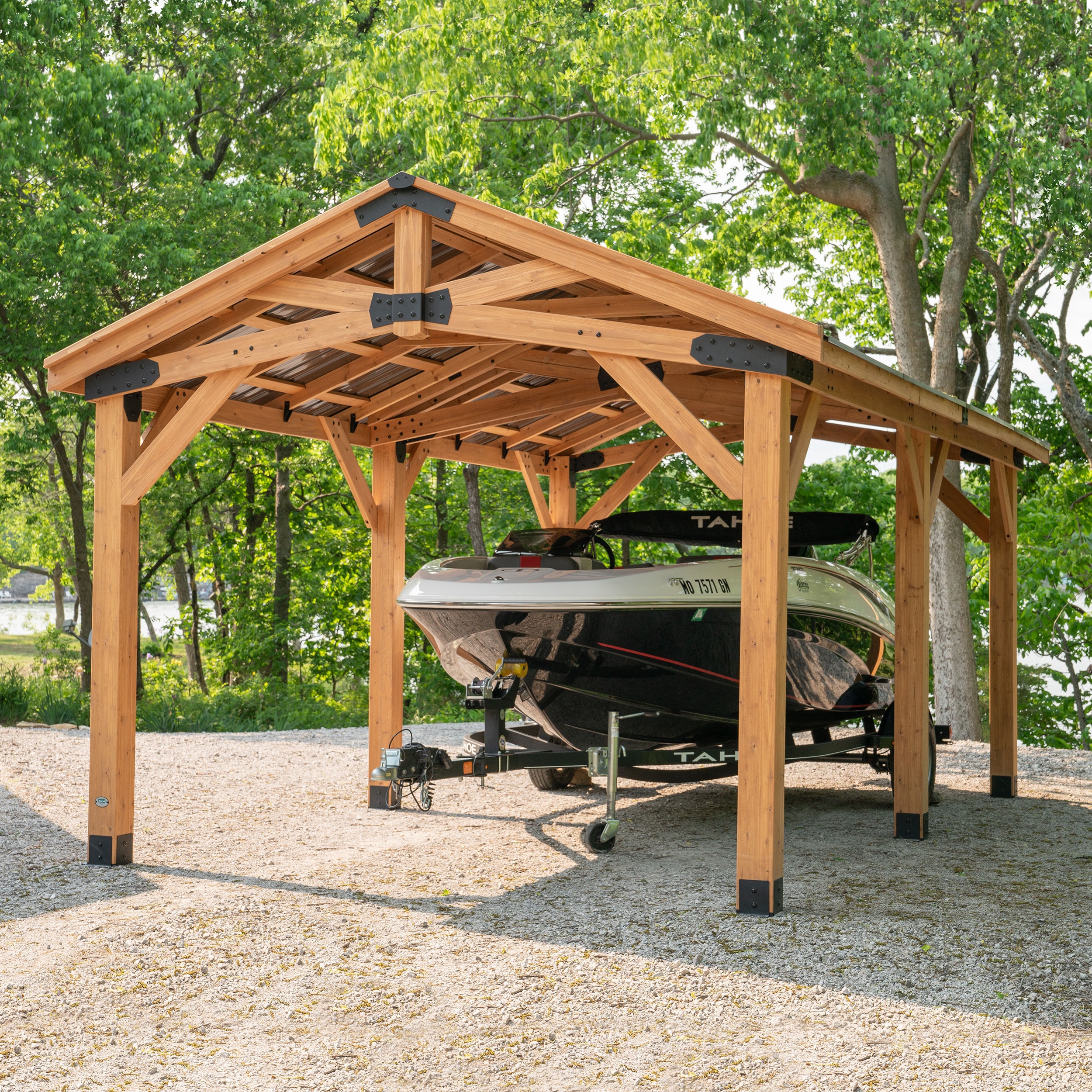 Backyard Discovery 20-ft x 12-ft Barrington Brown Wood Rectangle Gazebo  with Steel Roof in the Gazebos department at