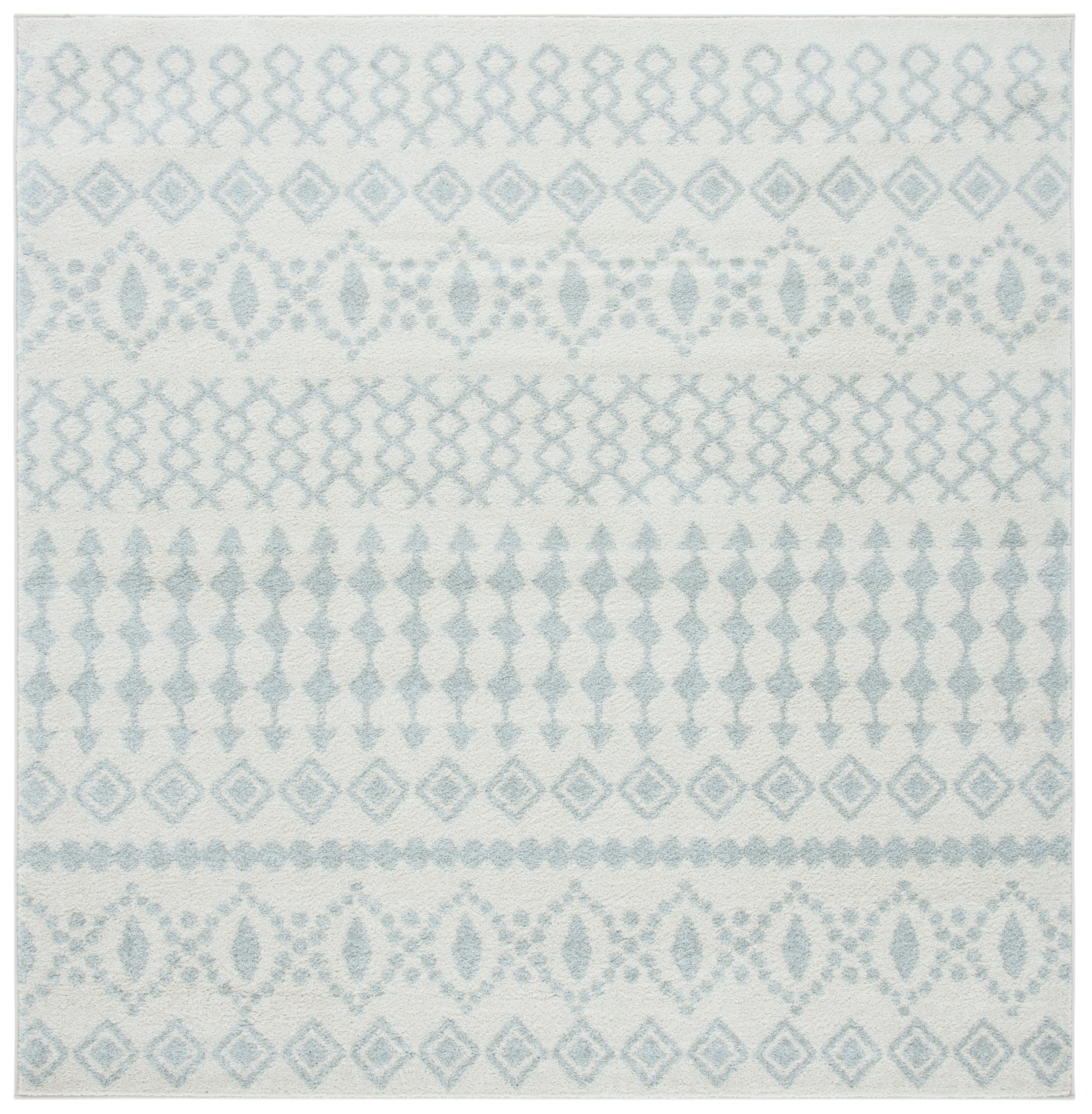 Ivory and Terracotta 79" Square Hand-Knotted Easy-Care Area Rug