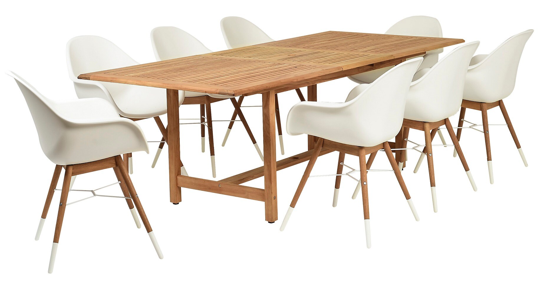 International Home EN-IH-CHA9PC Amazonia teak 9 -Piece Brown Patio Dining Set Wood Rectangle Table with 8 Stationary Chairs