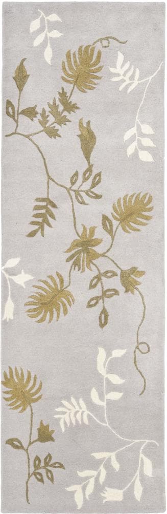 Safavieh SOH313B-28 Soho Fernesh 3 x 8 (ft) Tufted Wool Light Gray Rectangular Indoor Floral/Botanical Runner rug