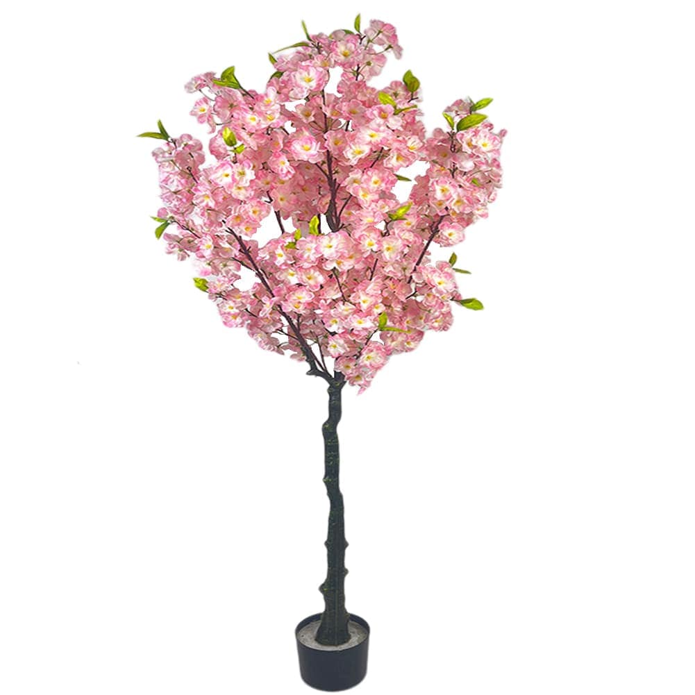WhizMax WLS-FQZOL-DXDRXBL4 Artificial Cherry Blossom Tree Tall Potted Faux Cherry Blossom Tree Plants In Pot