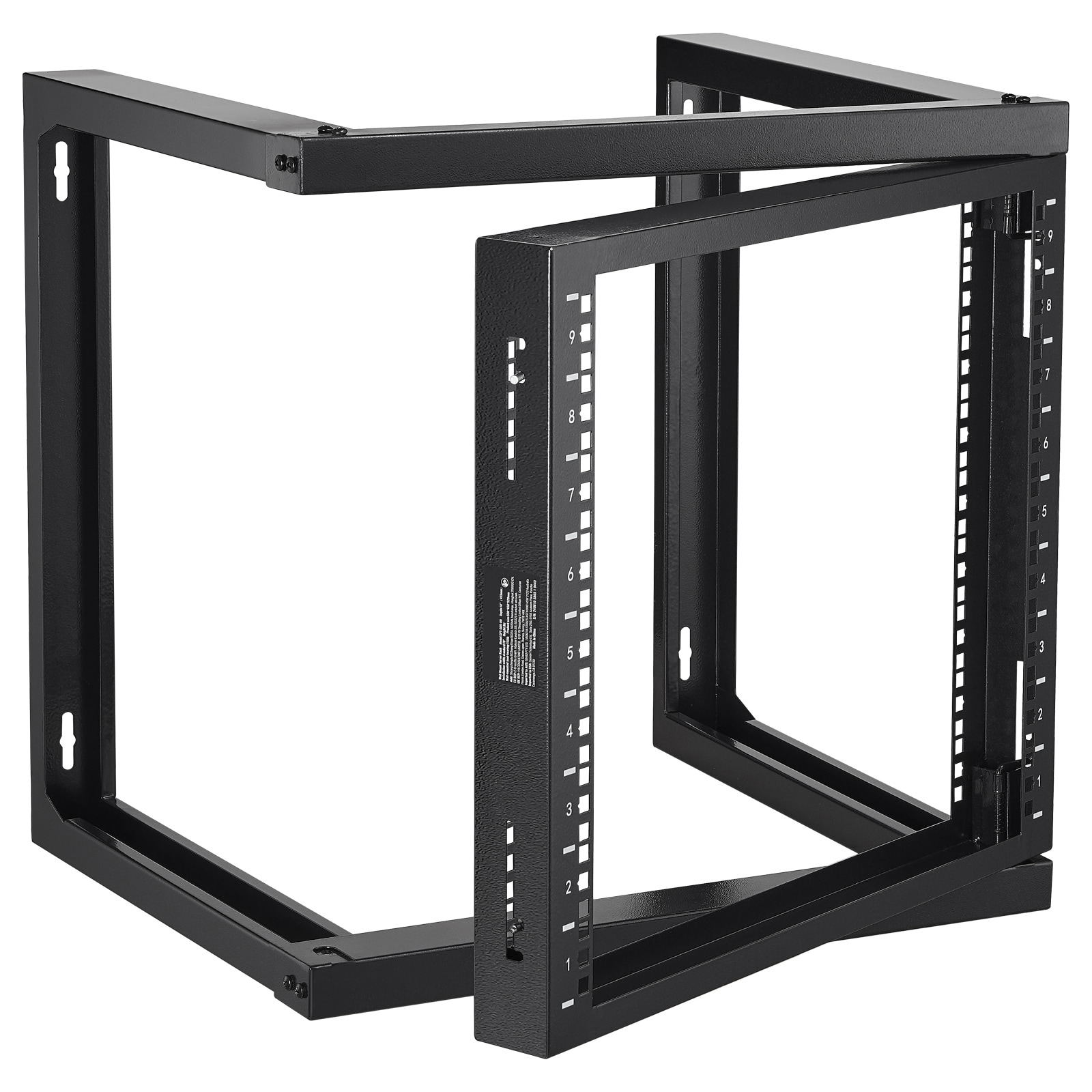 VEVOR SCBGSJJ9U18Y06429V0 9U Wall Mount Rack  150 lbs/68.04 kg Max Load Capacity  Open Frame Server Network Rack with Cage Nuts Screws  Carbon Steel 20.9 x 17.7 x 20.5in  for 19in /482.6 mm AV and Server IT Equipment  Black
