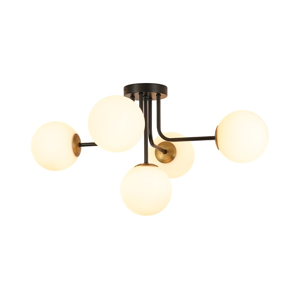 Wonderindoor 27.56-in Matte Black Indoor 5 -Light LED Semi-flush Mount Light