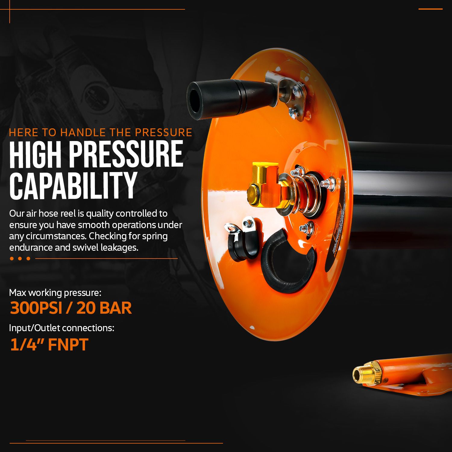 SuperHandy Air Hose Reel- 1/4in Fnpt, 3/8in x 100 Ft Hose Capacity, Reel  Only in the Air Compressor Accessories department at
