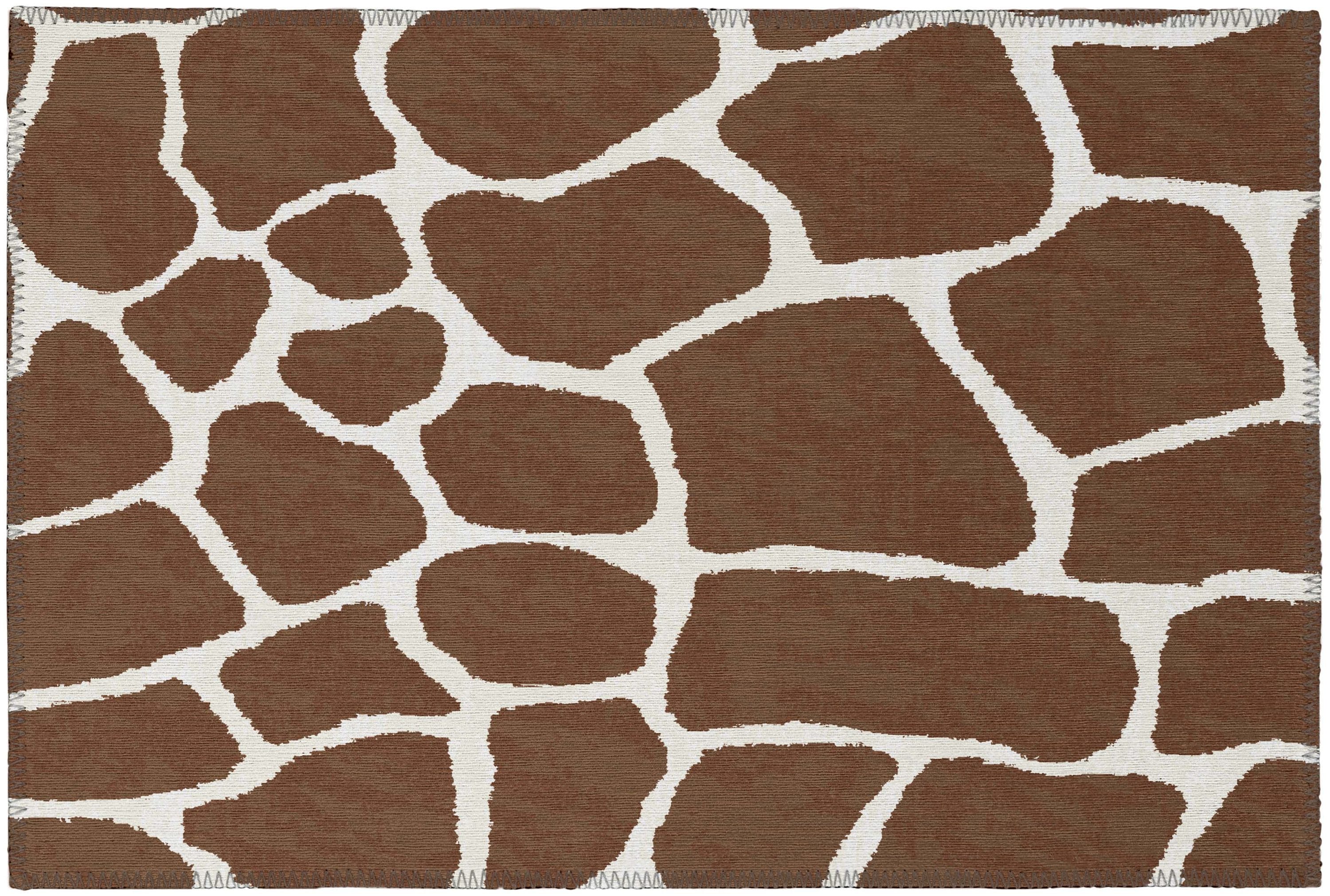 Addison Rugs ASF34CO20X30 Safari 2 x 3 (ft) Chenille Coffee Rectangular Indoor/Outdoor Animal print Bohemian/Eclectic Machine washable Throw rug
