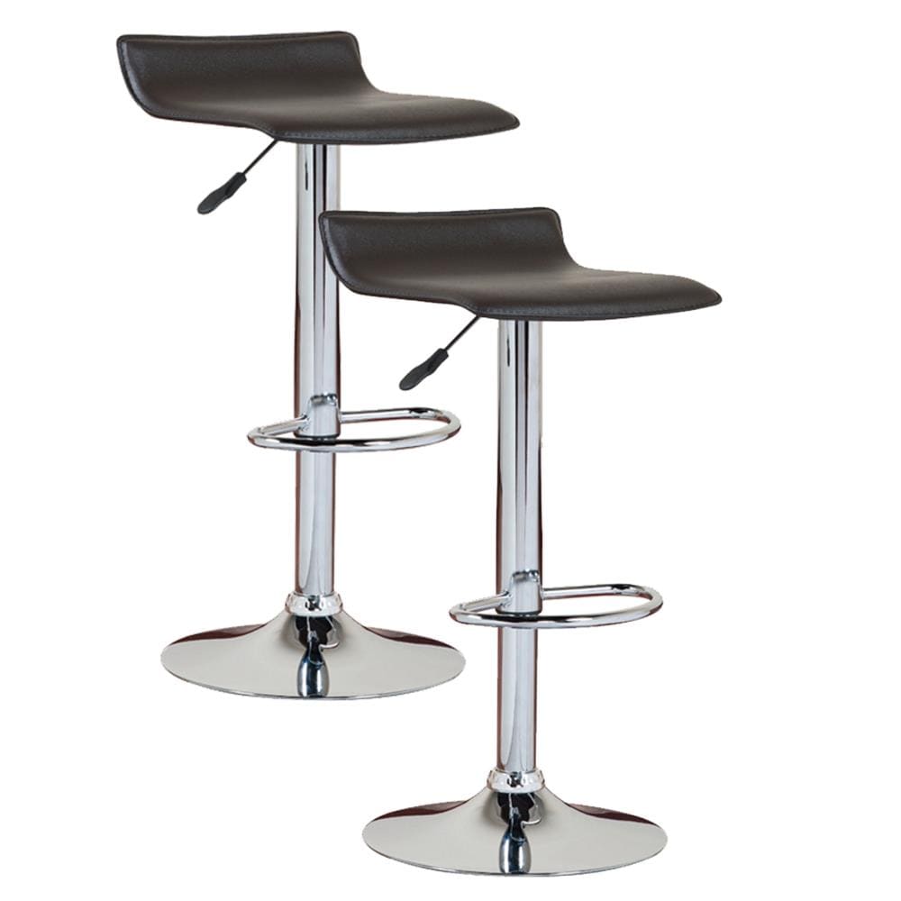 Leick Home Favorite Finds Set Of 2, 34 25 In Adjustable Modern Backless Metal Swivel Bar Stool With Wooden Seat