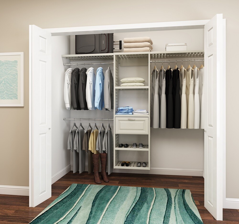 allen + roth 2-ft to 8-ft W x 8-ft H Antique White Wood Closet Kit in ...