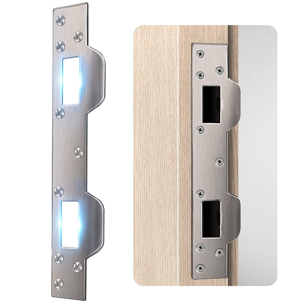 SenQWFa  Door Strike Plate Reinforcement Plate Metal Striker Plate for Front Door Security with Five and One Half to Six Inch Hole for Exterior