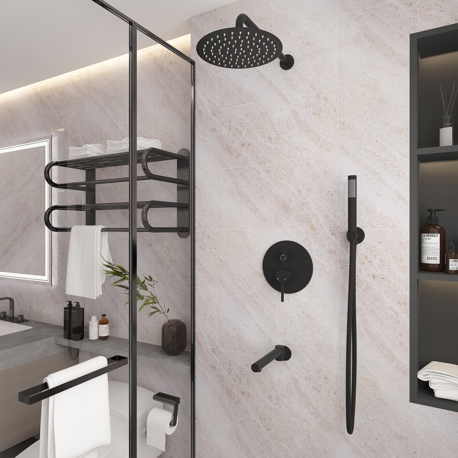 Mondawe AM-S133A2-10BG Showerhead-Bar-Panels - View #2