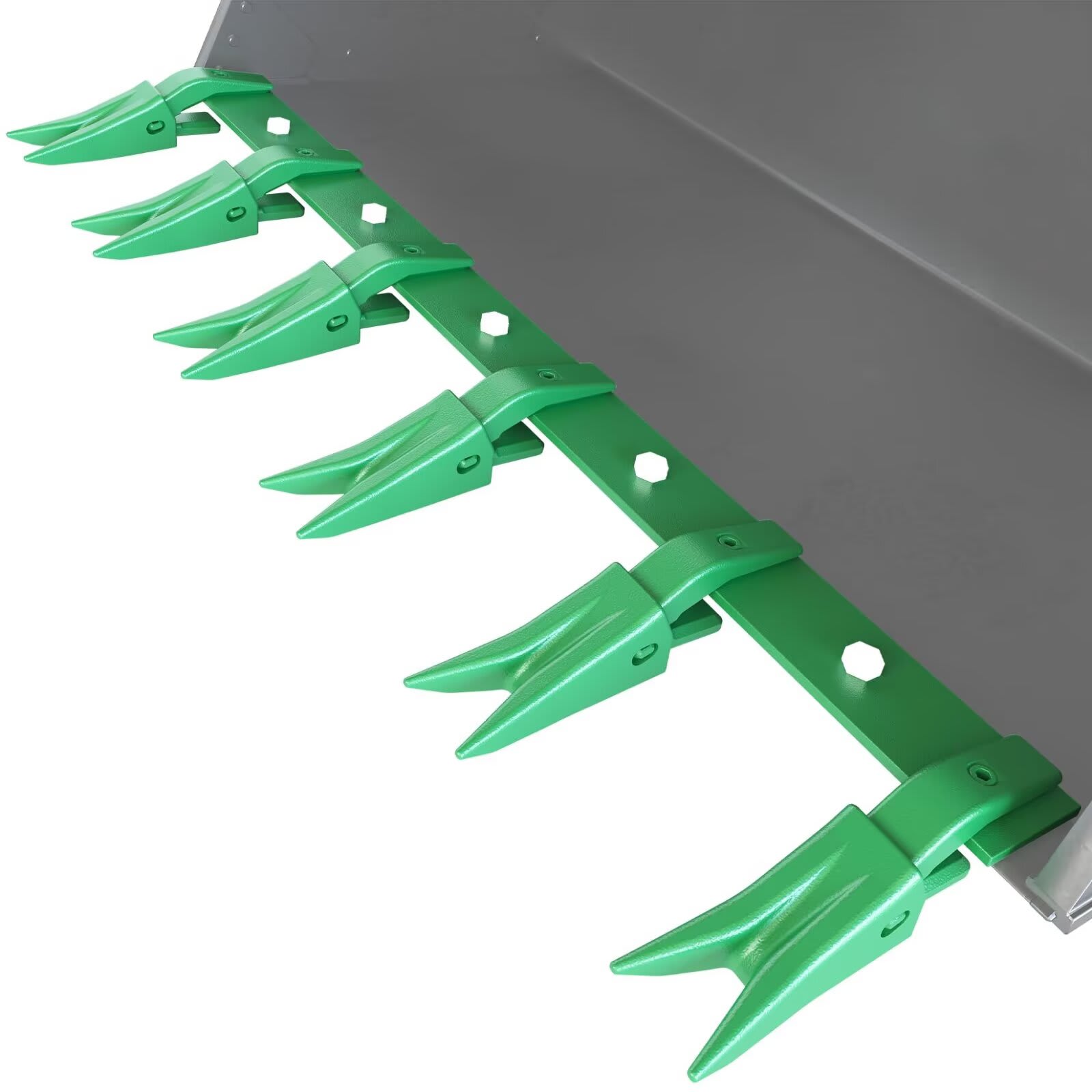 Qeetex JXNAG-PHO-15LD4HOV Heavy Duty 49-Inch Bucket Tooth Bar for Sub-Compact Tractors Bucket Teeth Fits 1/2-Inch Bucket Cutting Edges or Less No Drilling Required-Green
