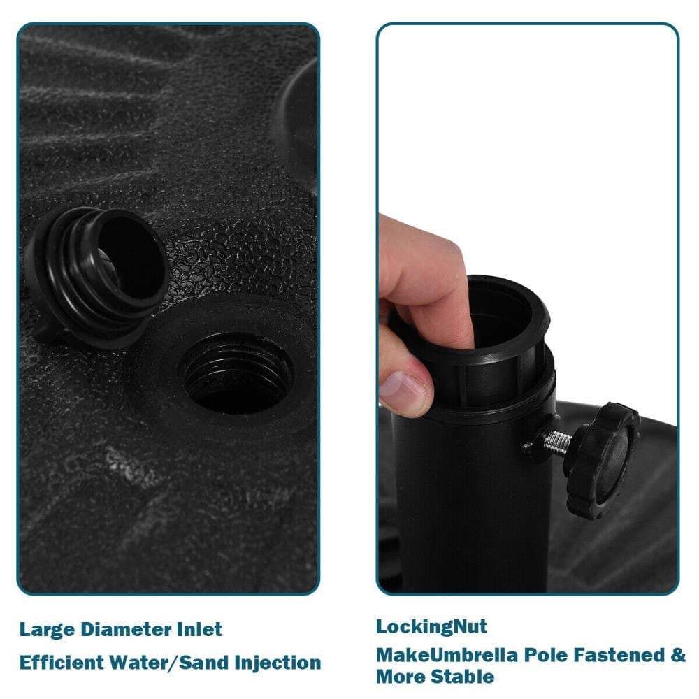 20'' Black Steel and HDPE Round Water Filled Umbrella Base