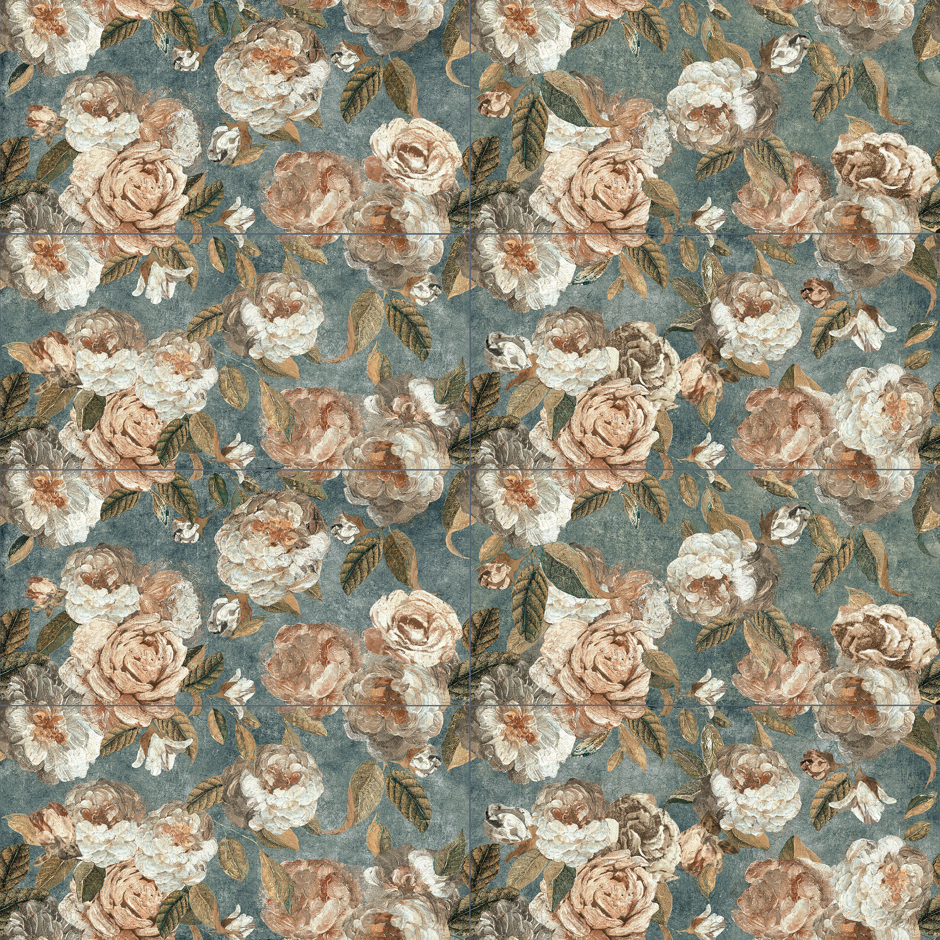 Affinity Tile S1FNX48PFGR Sample - Parete Fiori Green 6-in x 8-in Matte Porcelain Patterned Floor and Wall Tile
