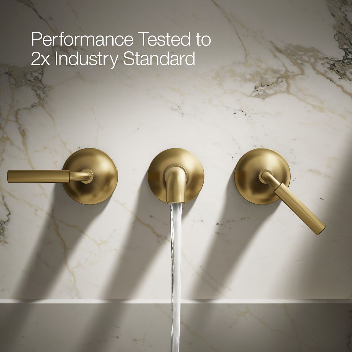 Elegant Vibrant Brushed Moderne Brass Wall-Mount Bathroom Sink Faucet