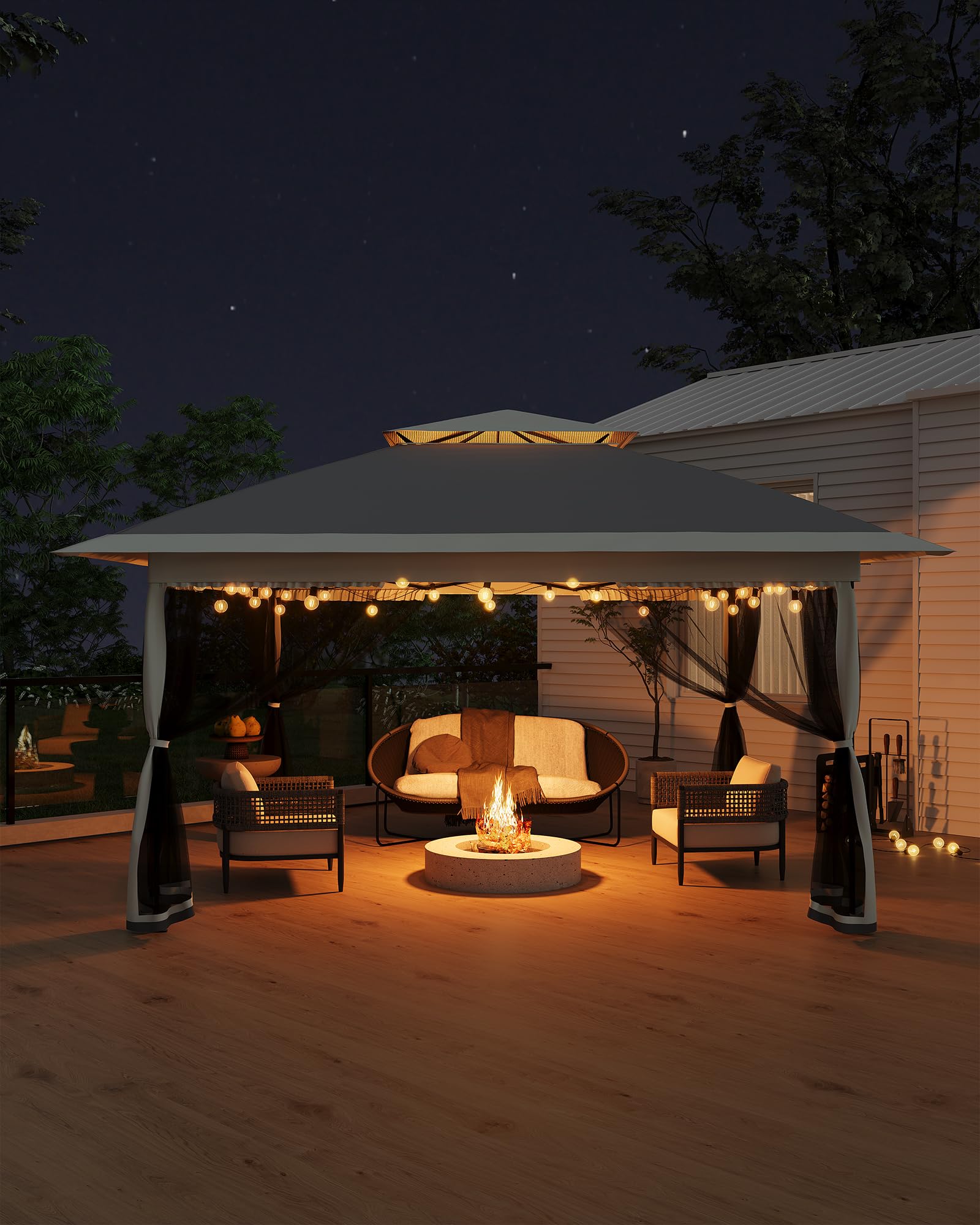 CazToi LYUPHO-16L2N9BR Wood-Resin-Gazebos - View #2