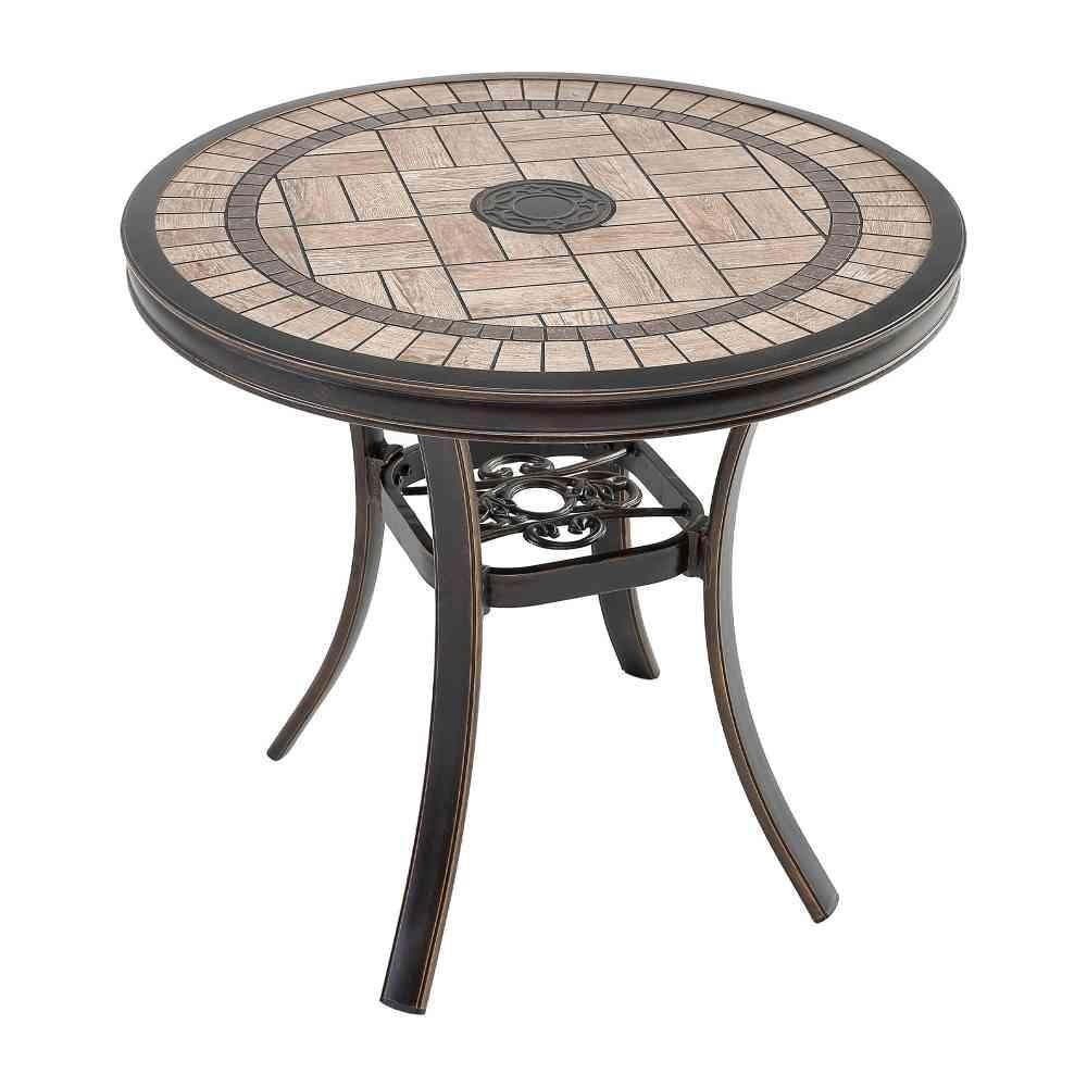 Clihome CL-AA610US Patio Round Tile-Top Dining Table Round Outdoor Dining Table 31.69-in W x 31.69-in L