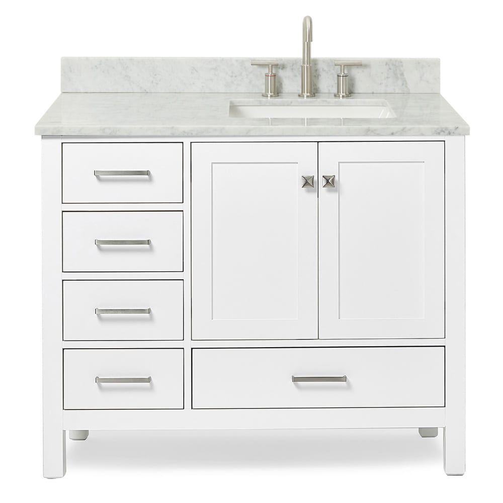 ARIEL Cambridge 43-in White Undermount Single Sink Bathroom Vanity with ...