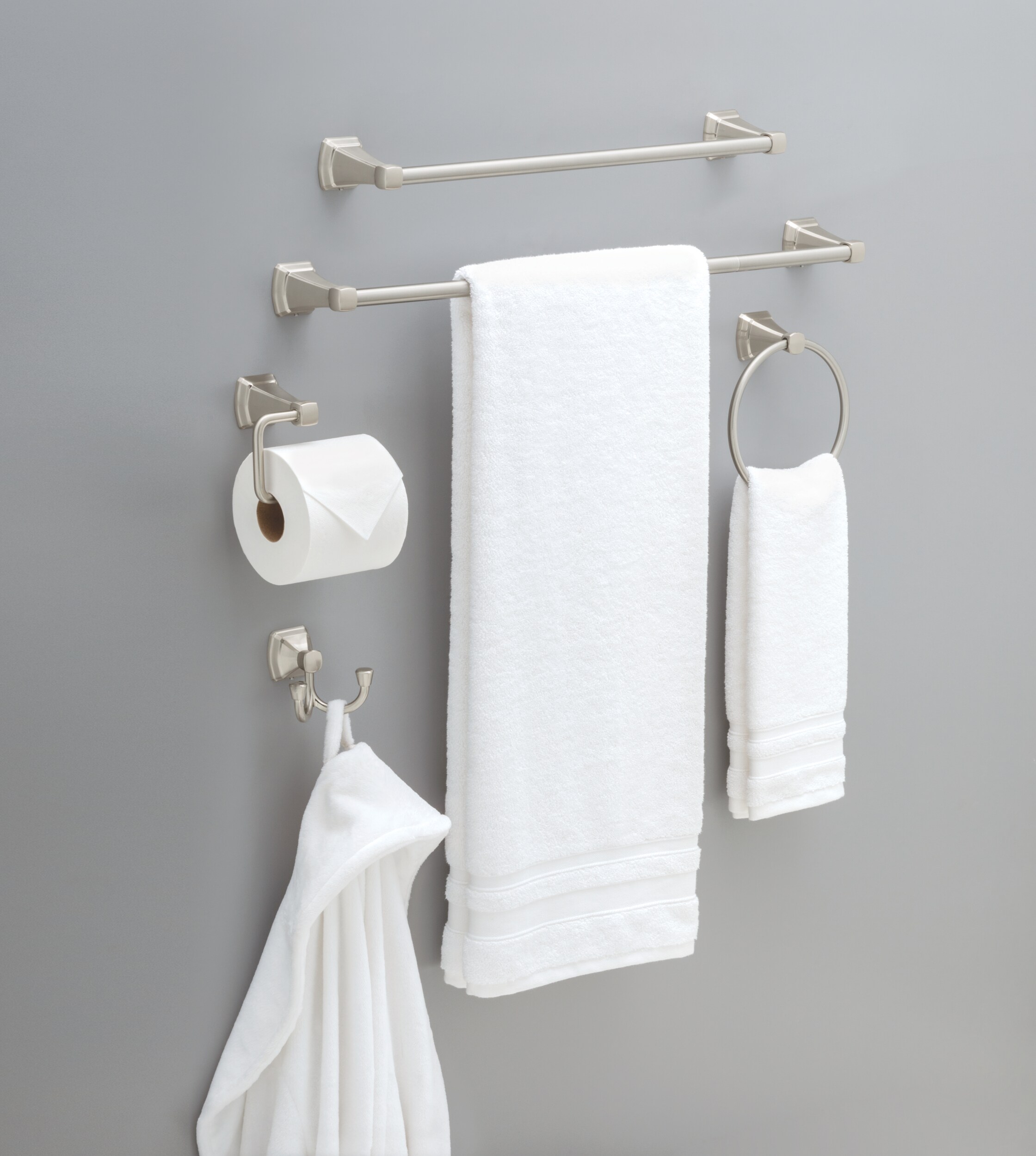 Delta Flynn Brushed Nickel Wall Mount Single Towel Ring in the Towel Rings  department at