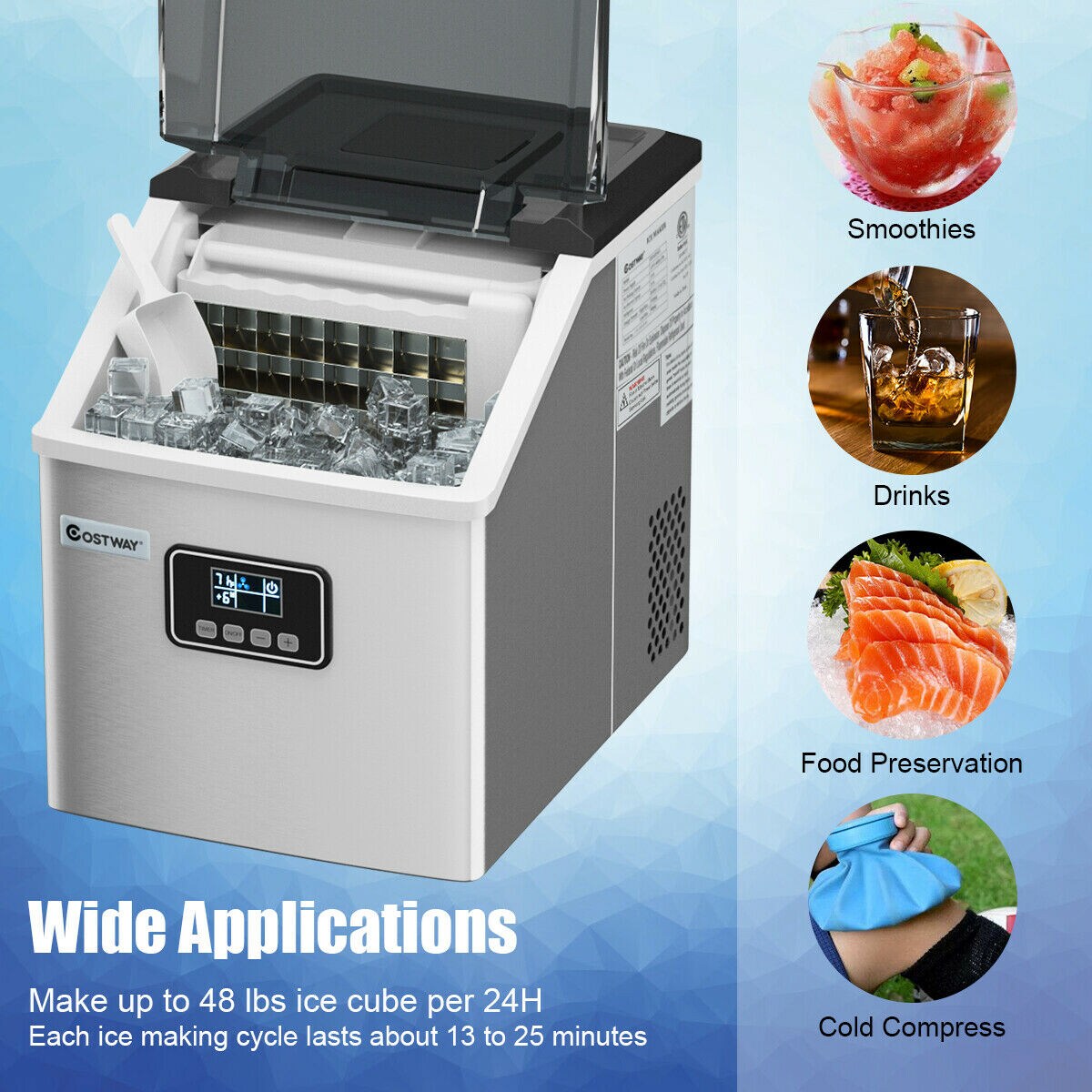 Euhomy Ice Maker Machine Countertop, 26 lbs in 24 Hours, 9 Cubes Ready in 6  Mins, Self-Clean Ele - Small Kitchen Appliances