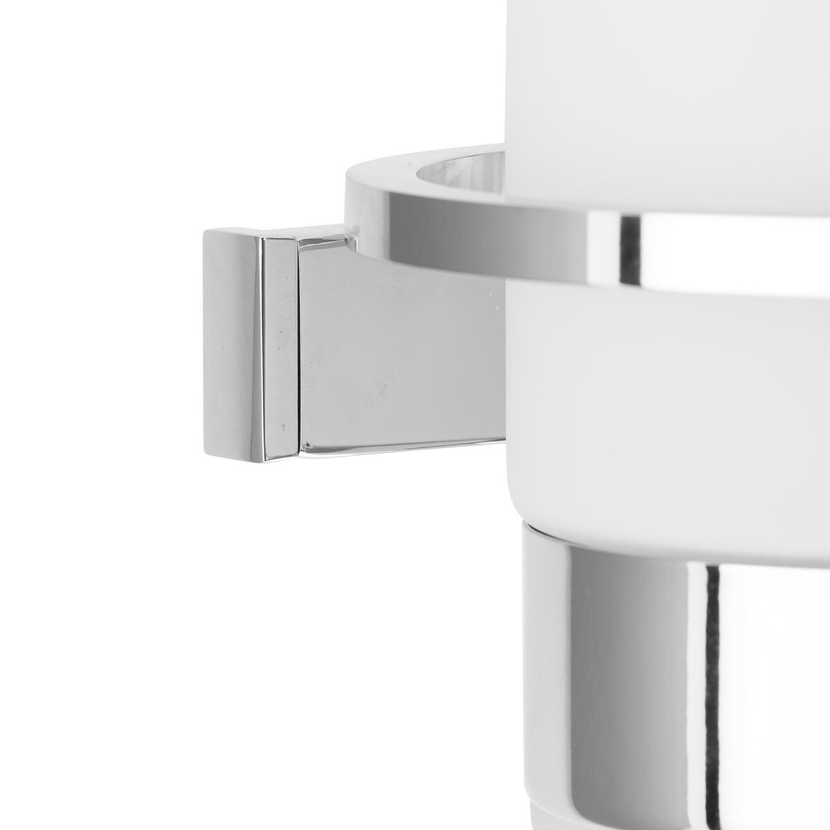 Polished Chrome Cylinder 2-Light Vanity Fixture with White Glass Shades