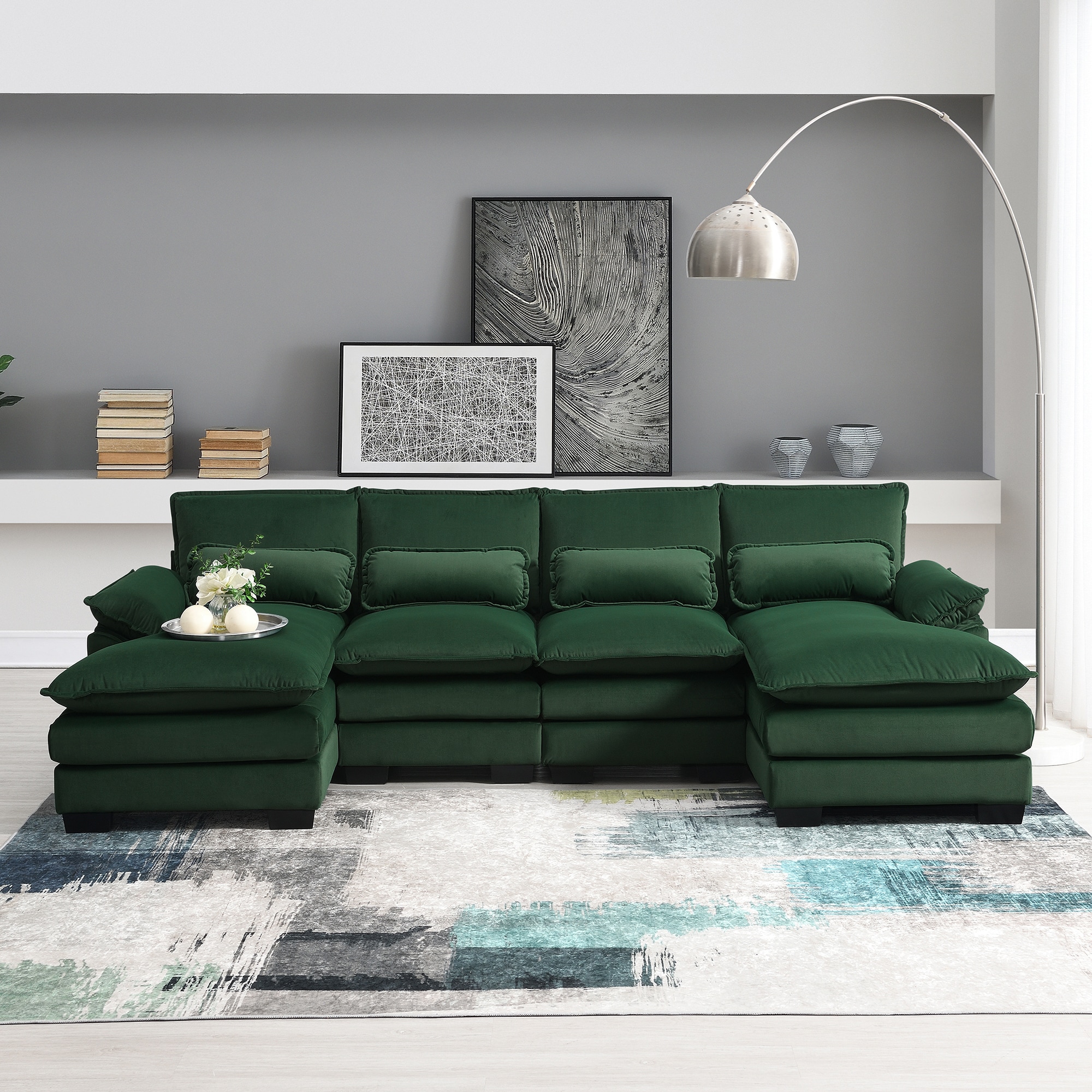 JIMSMAISON JMGTSO16GRN 110-in Modern Green Velvet Sofa
