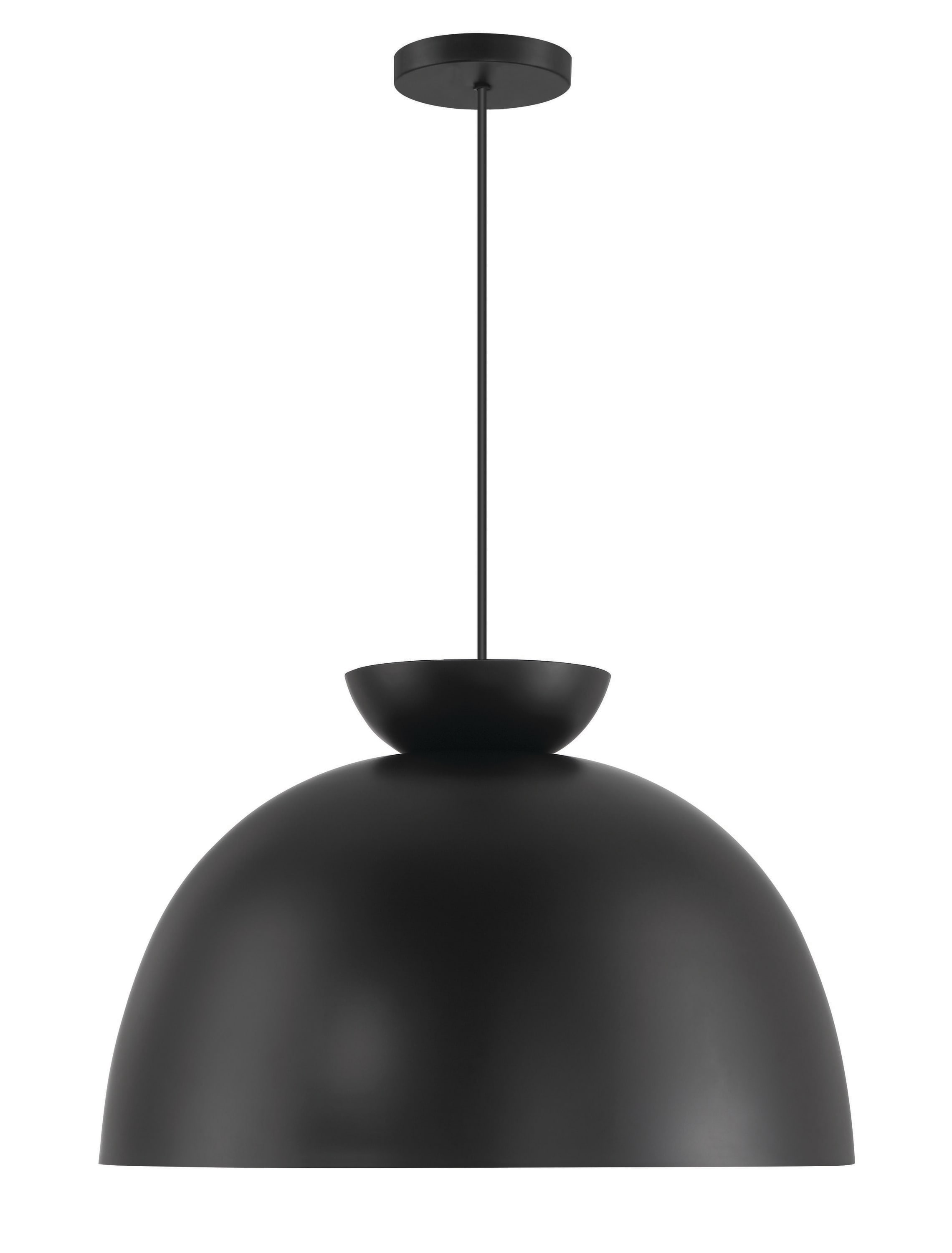 Flat Black Glass Dome Indoor/Outdoor Pendant Light