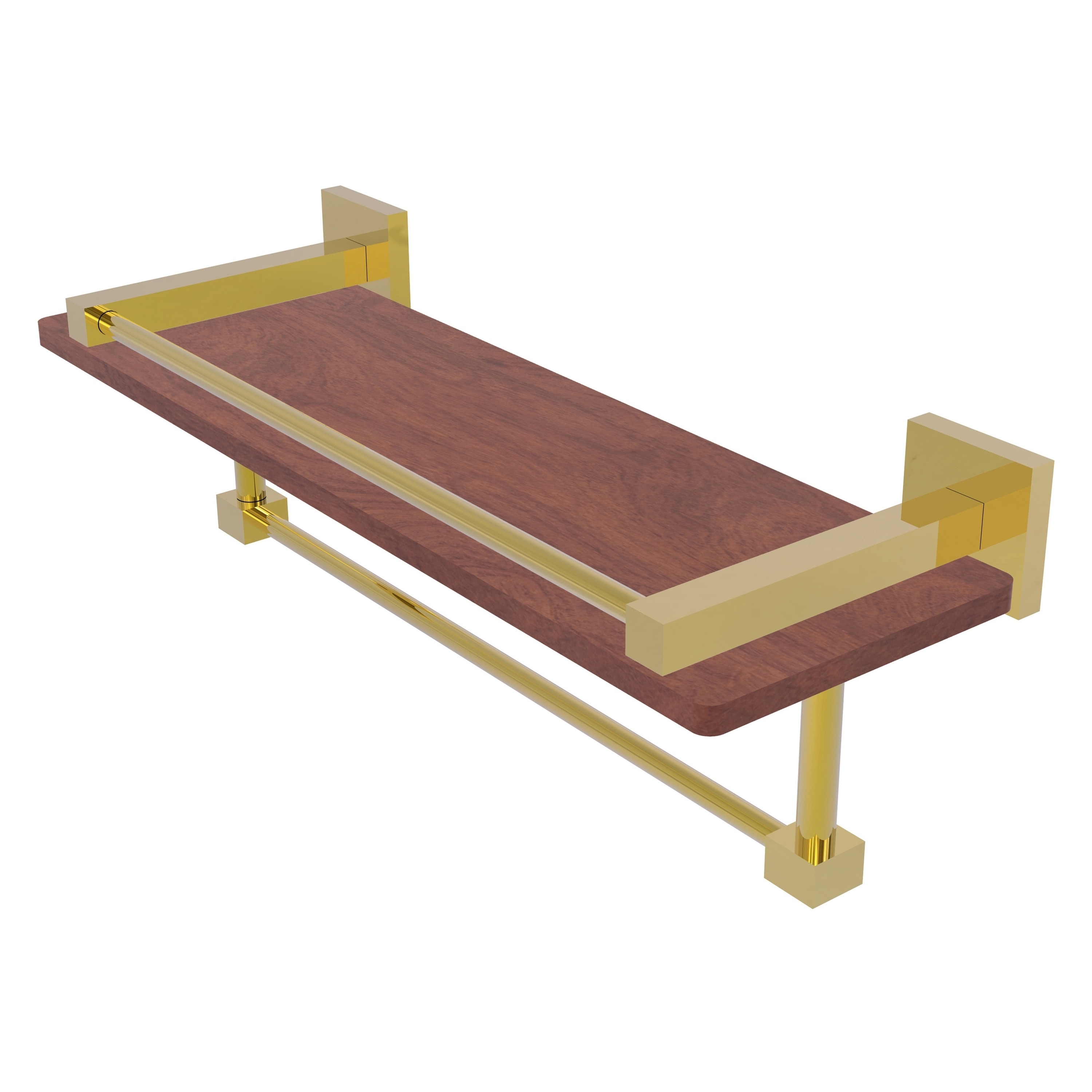 Allied Brass MT-1-16TB-GAL-IRW-PB Montero Polished Brass Wall mount Bathroom Shelf ( 16-in x 5-in x 5-in )