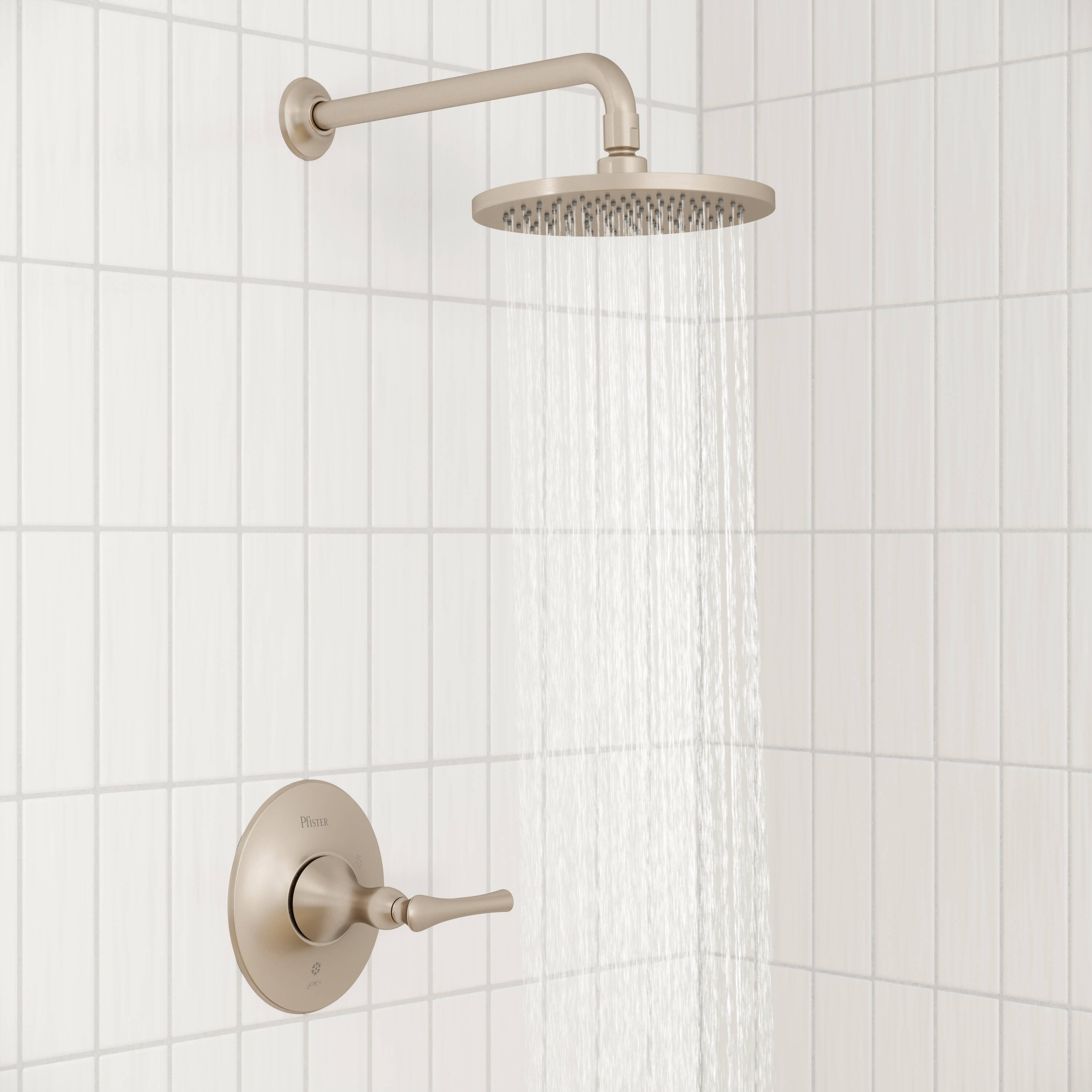 Brushed Nickel Rainfall Wall Mounted Shower Faucet