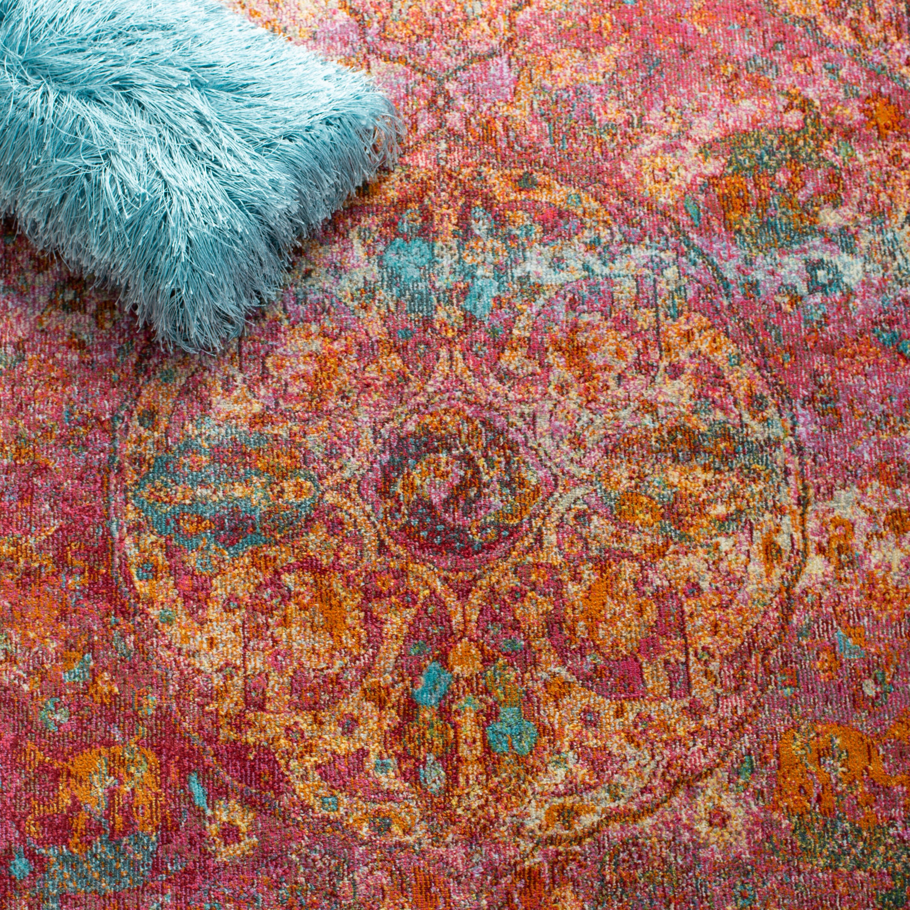 Luxor Fuchsia and Gold Hand-Knotted Rectangular Rug 4' x 6'
