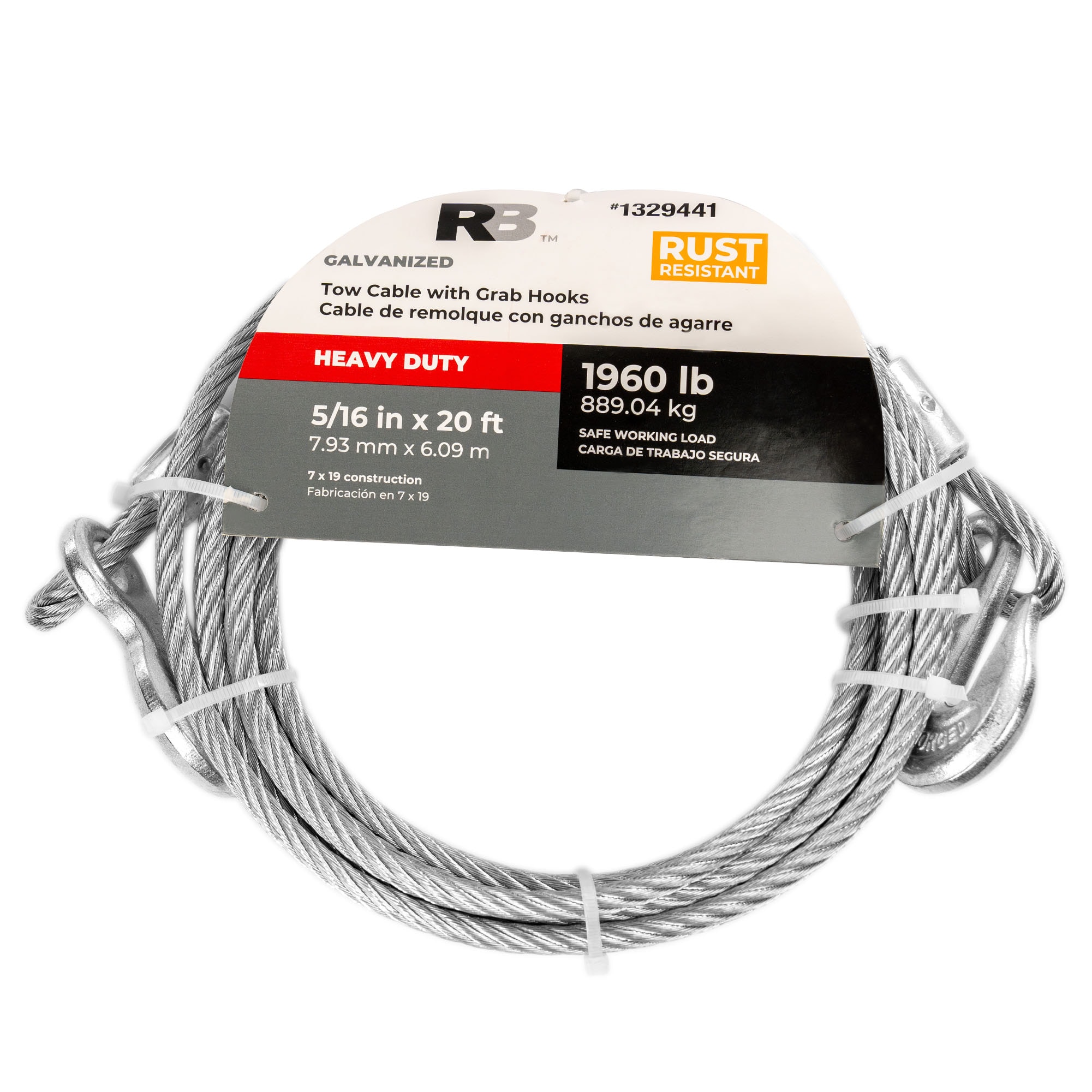 RELIABILT AC6013C 5/16-in x 20.0-ft Weldless Galvanized Steel Cable