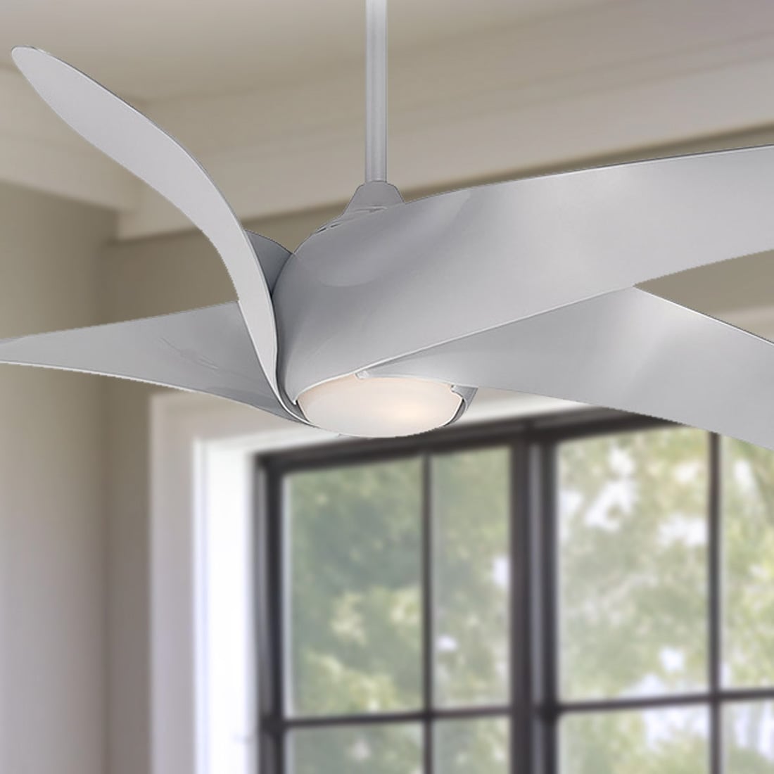 Minka Aire F905L-SL Artemis XL5 62-in Smart Silver with Silver Blades Ceiling Fan With Light and Remote ( 5 -Blade )