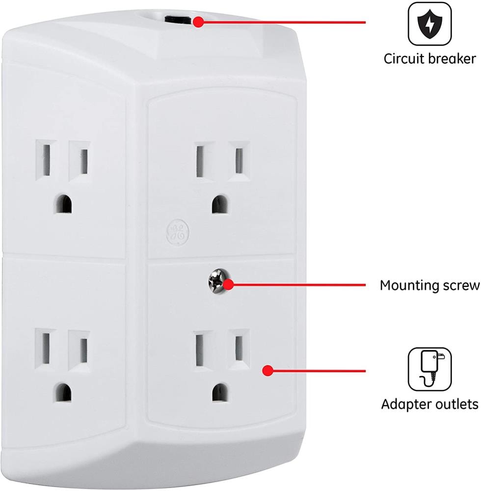 GE 6-Outlet Power Strip, 9', White