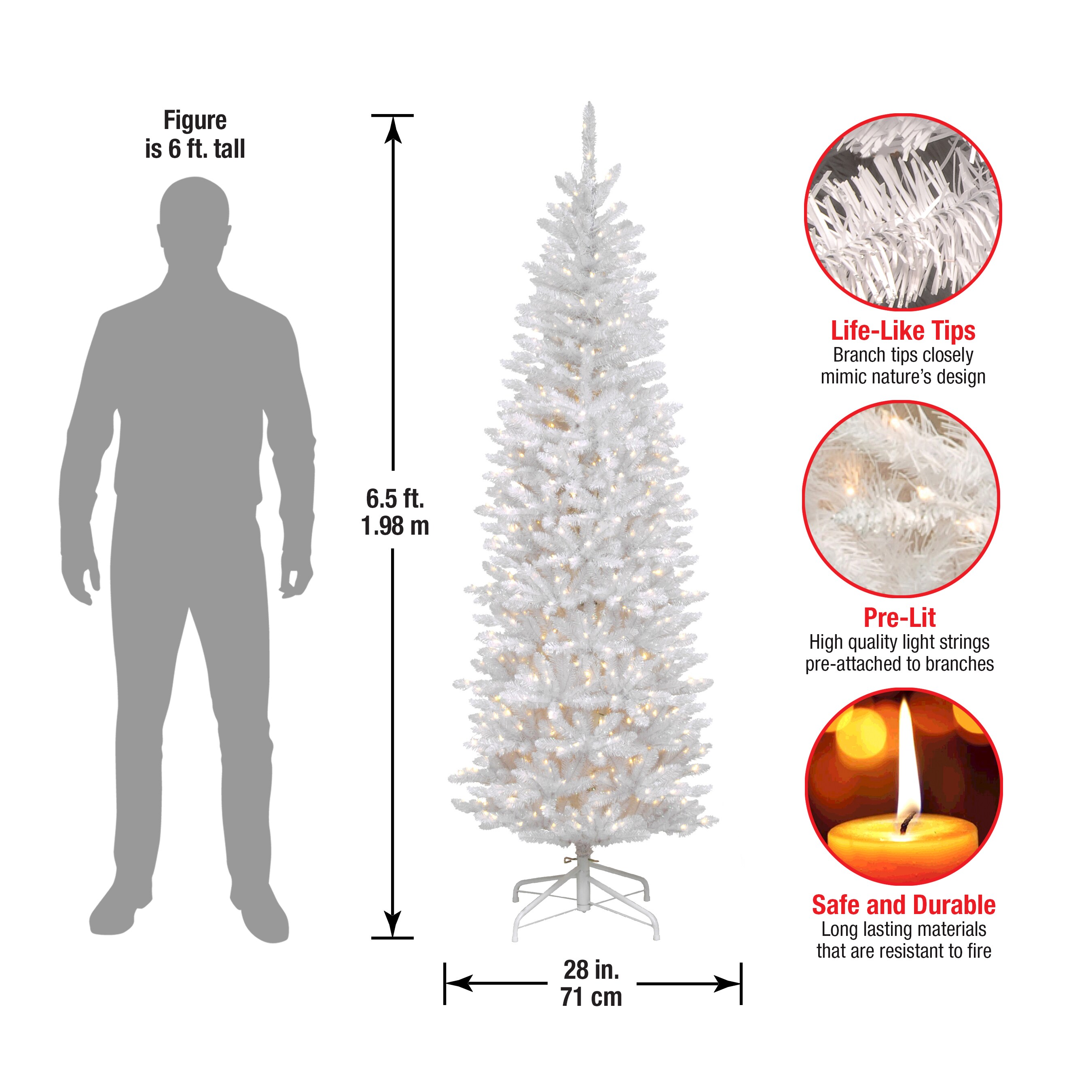 National Tree Company 6.5-ft Kingswood Fir Pre-lit White Artificial ...