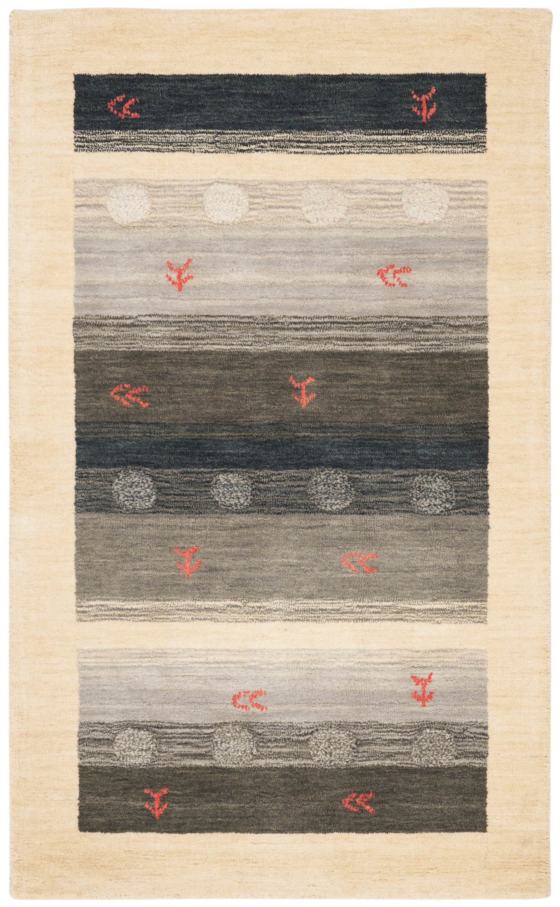 Hand-Knotted Gray Wool Reversible Area Rug, 3' x 5'