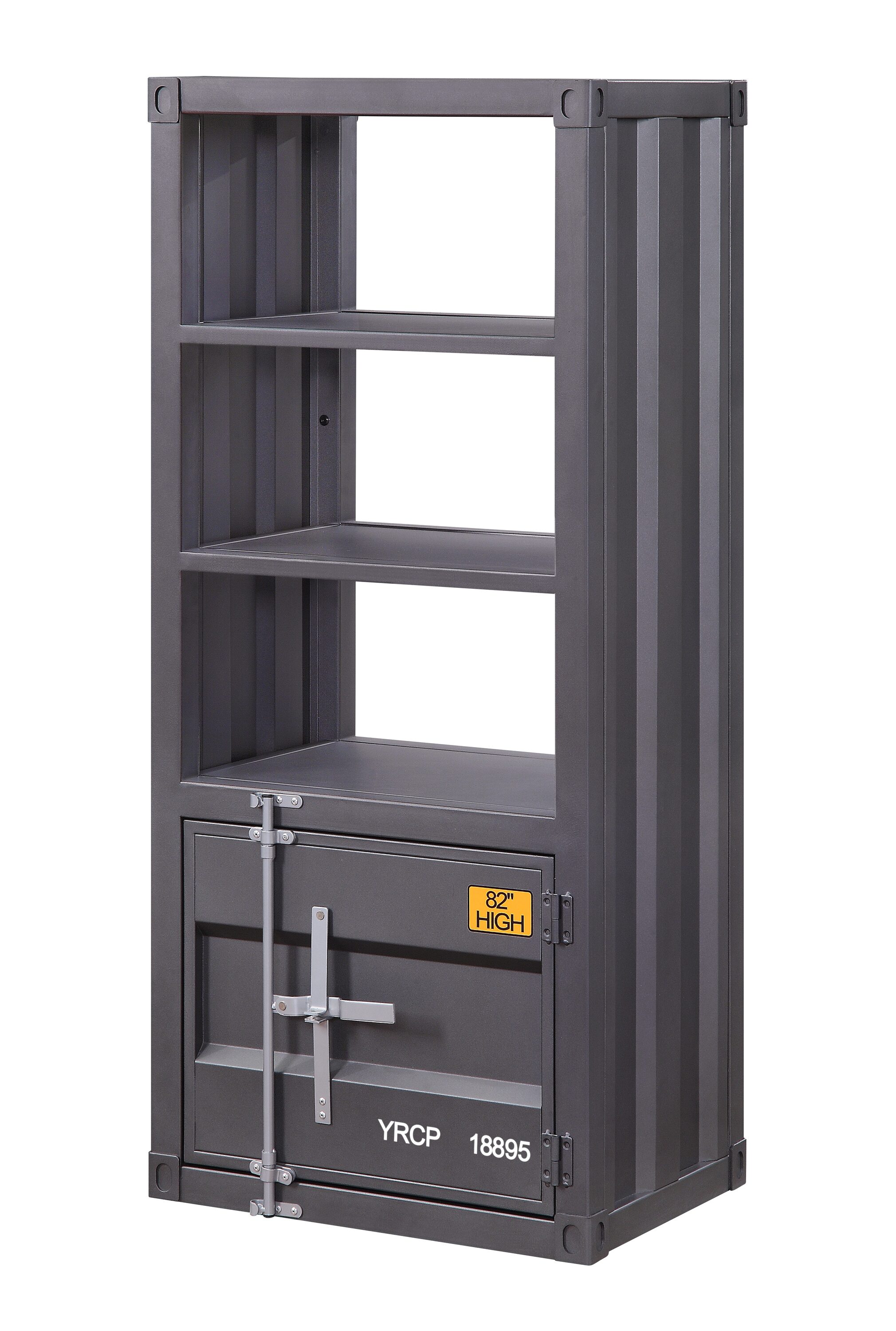 Benzara Industrial Style Metal Right Side Pier with Storage Compartment ...