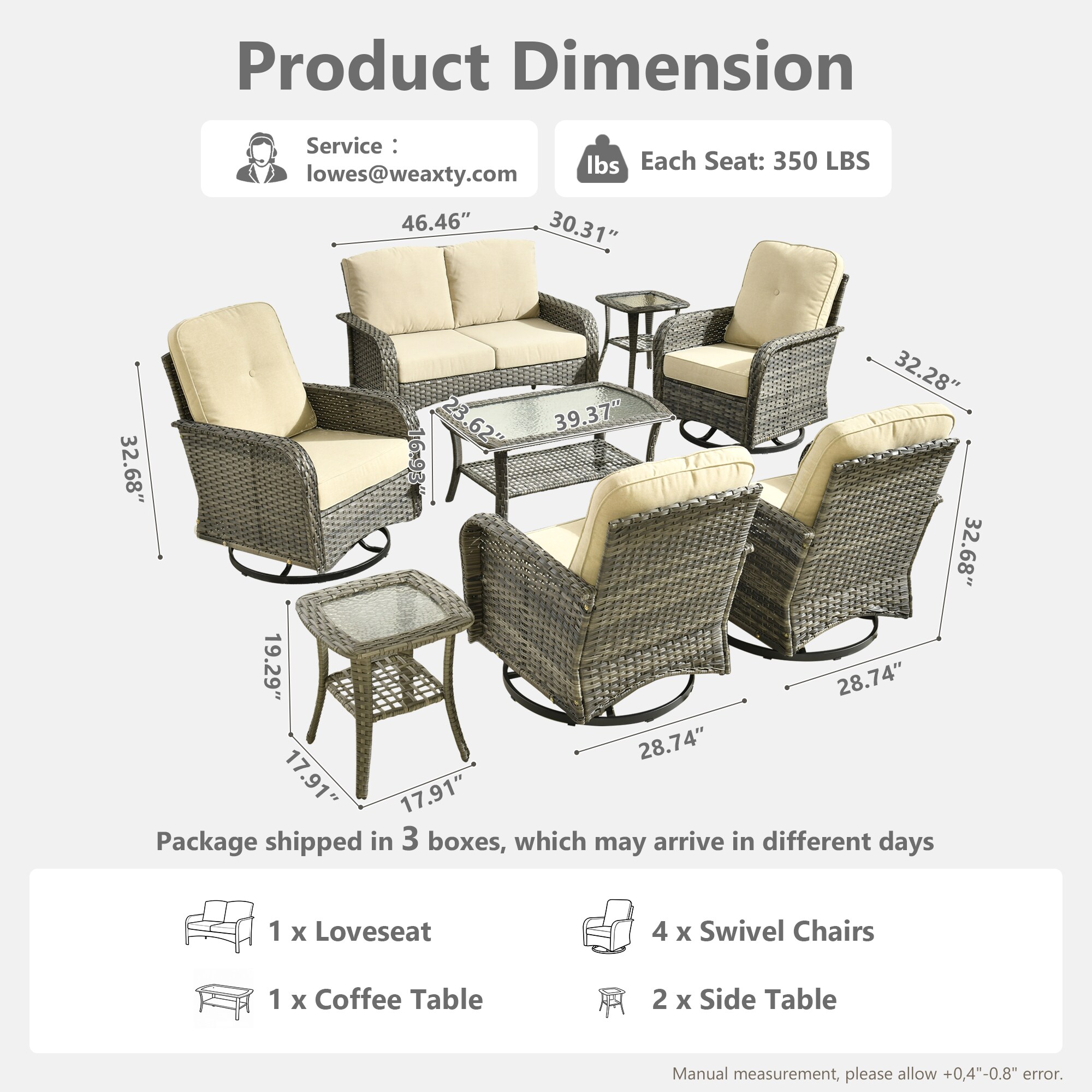 weaxty HMBYZGNCGNDS600S81 Patio-Conversation-Sets - View #8
