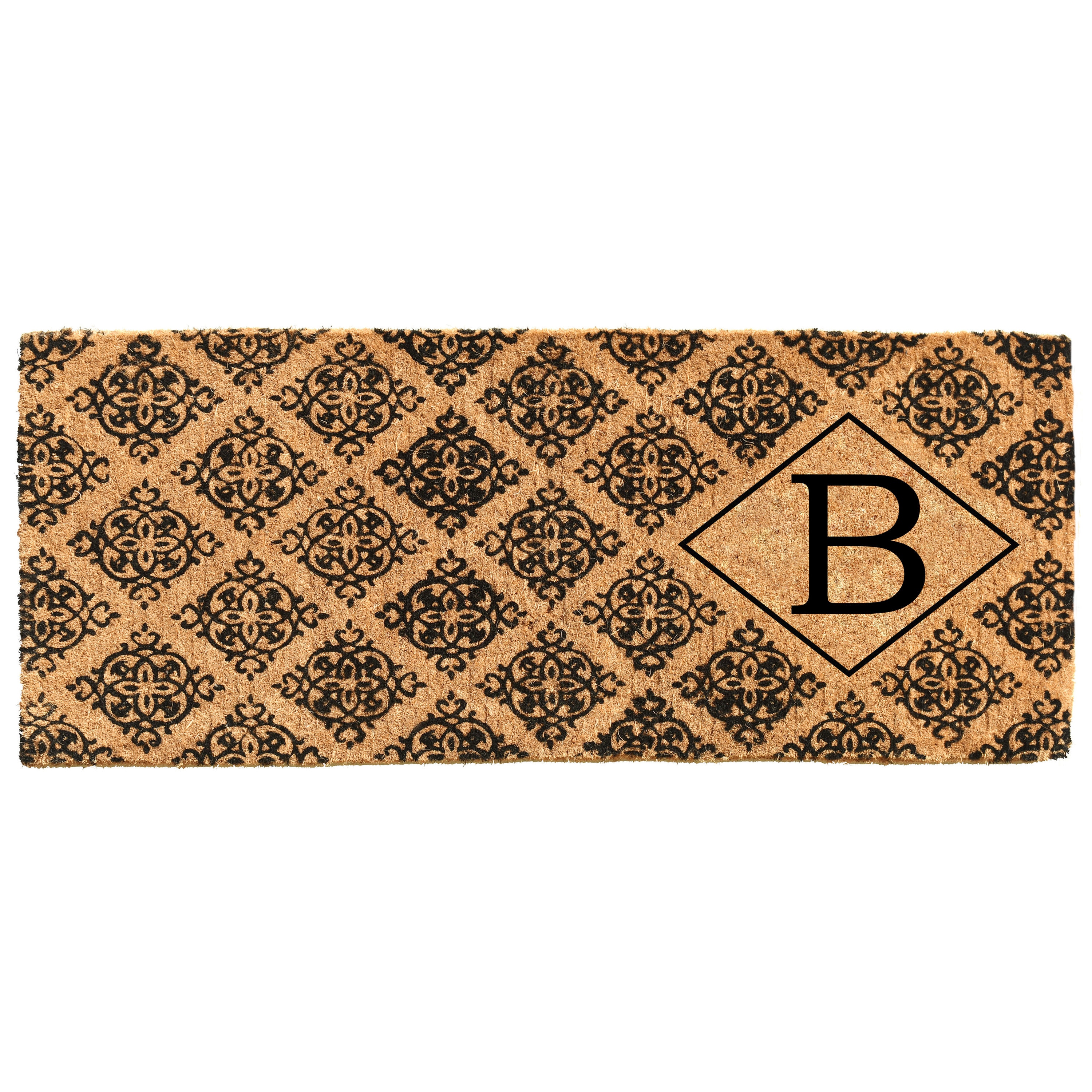 Callowaymills 103331846B 18-in x 46-in Natural/Black Coir Non-Slip Grip Indoor or outdoor Decorative Door Mat