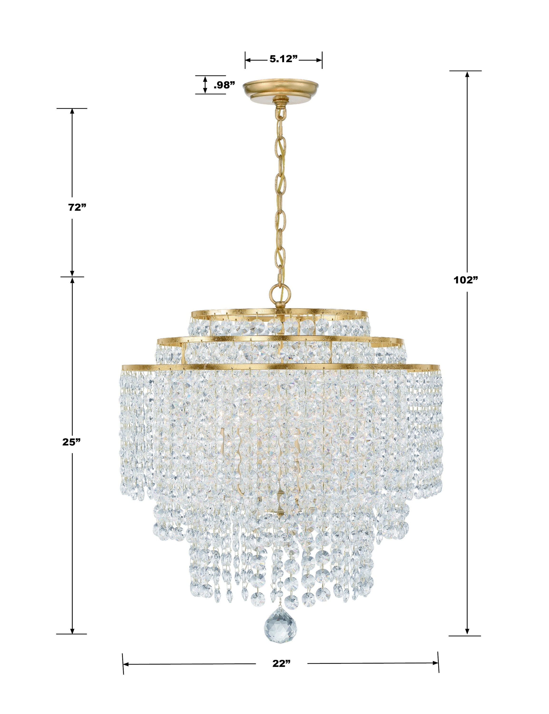 Gabrielle Antique Gold 6-Light Crystal Chandelier