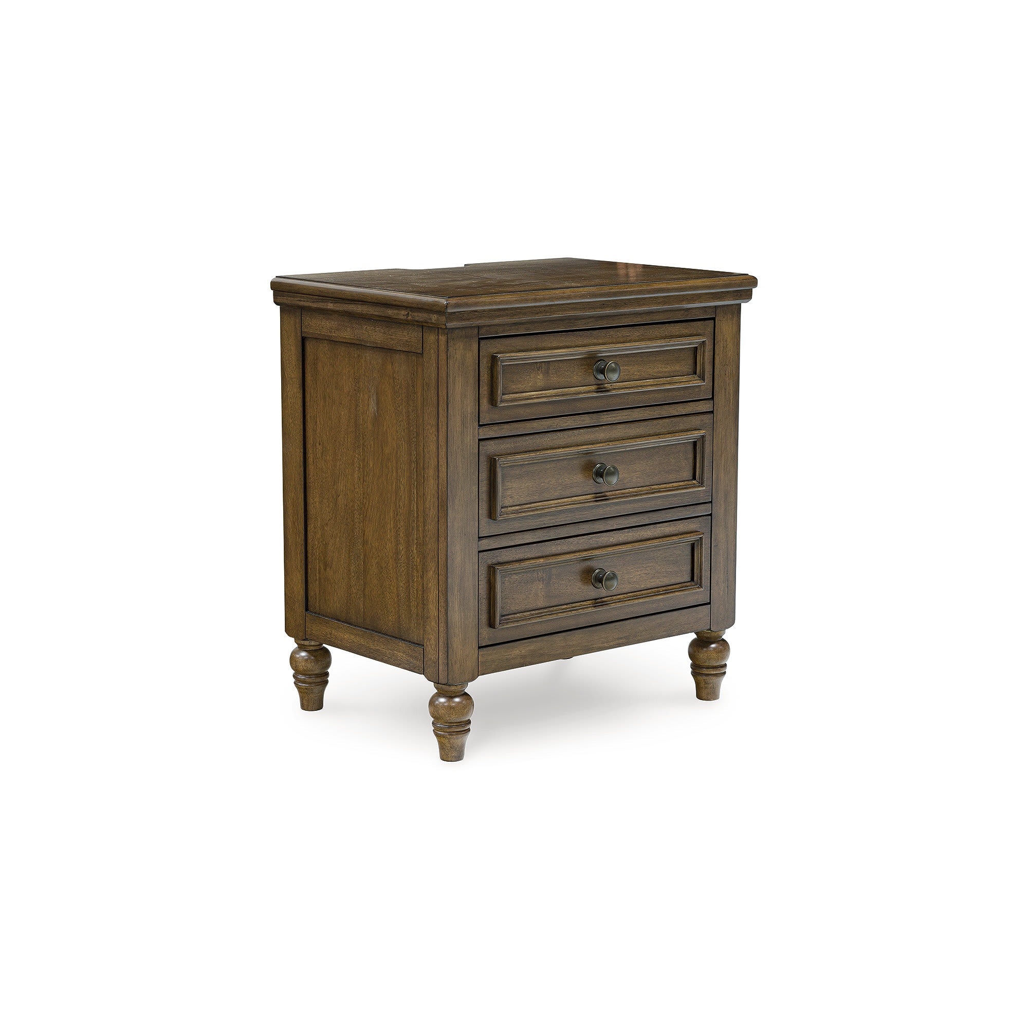 Signature Design by Ashley B787-93 Sturlayne Rich Brown Traditional Nightstand with USB Charging and 3 Drawers