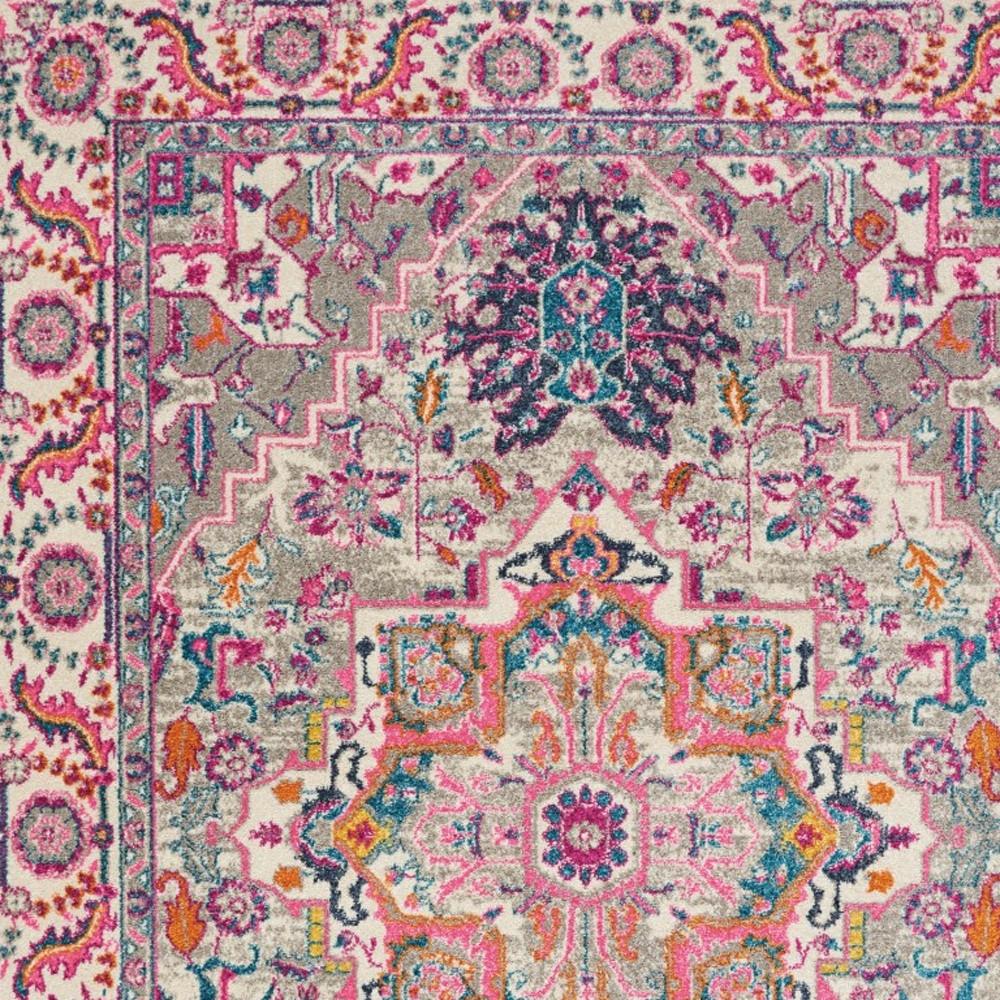 4' x 6' Gray and Pink Medallion Synthetic Area Rug