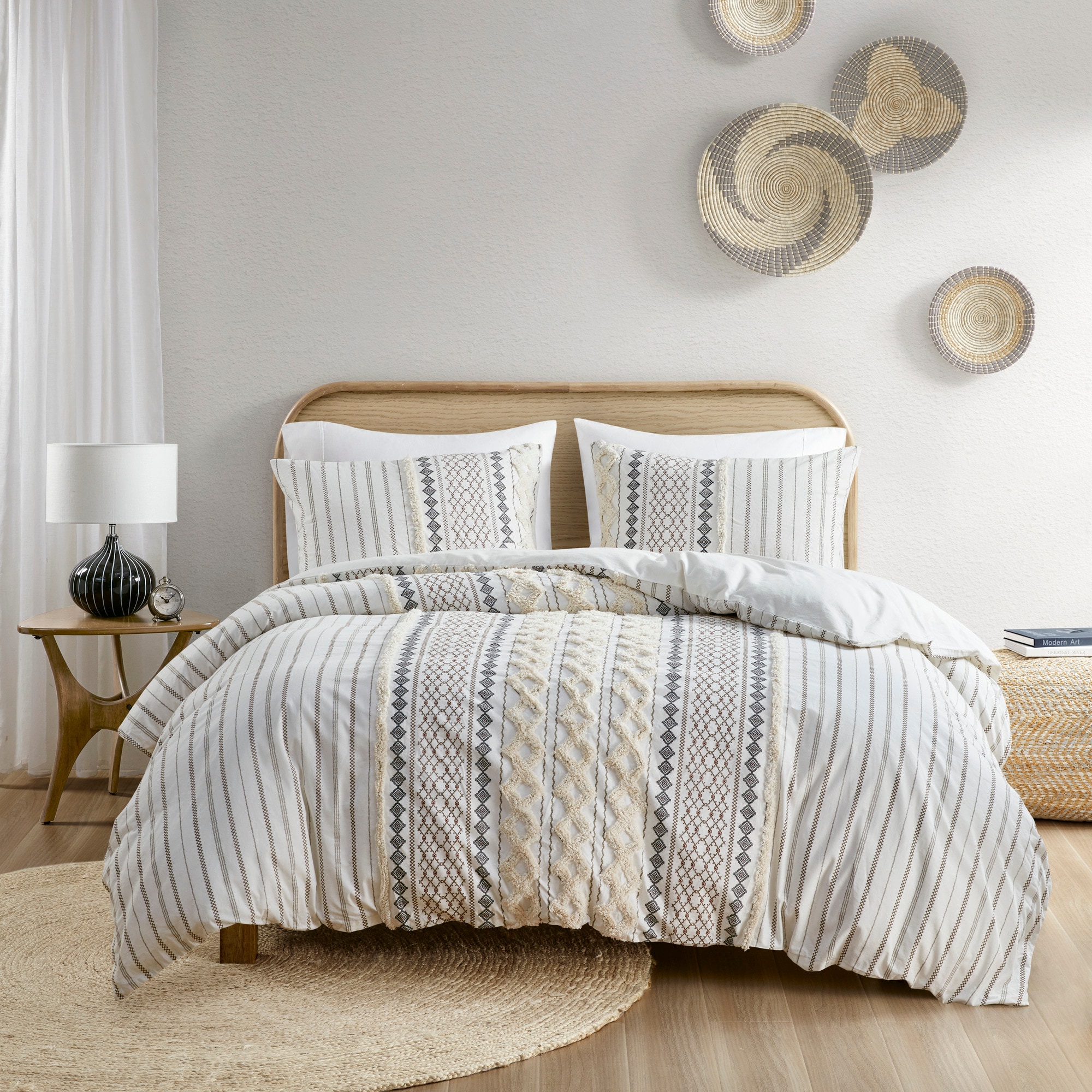 INK+IVY II10-995 100 cotton shell 3 -Piece Ivory King/California king Comforter Set