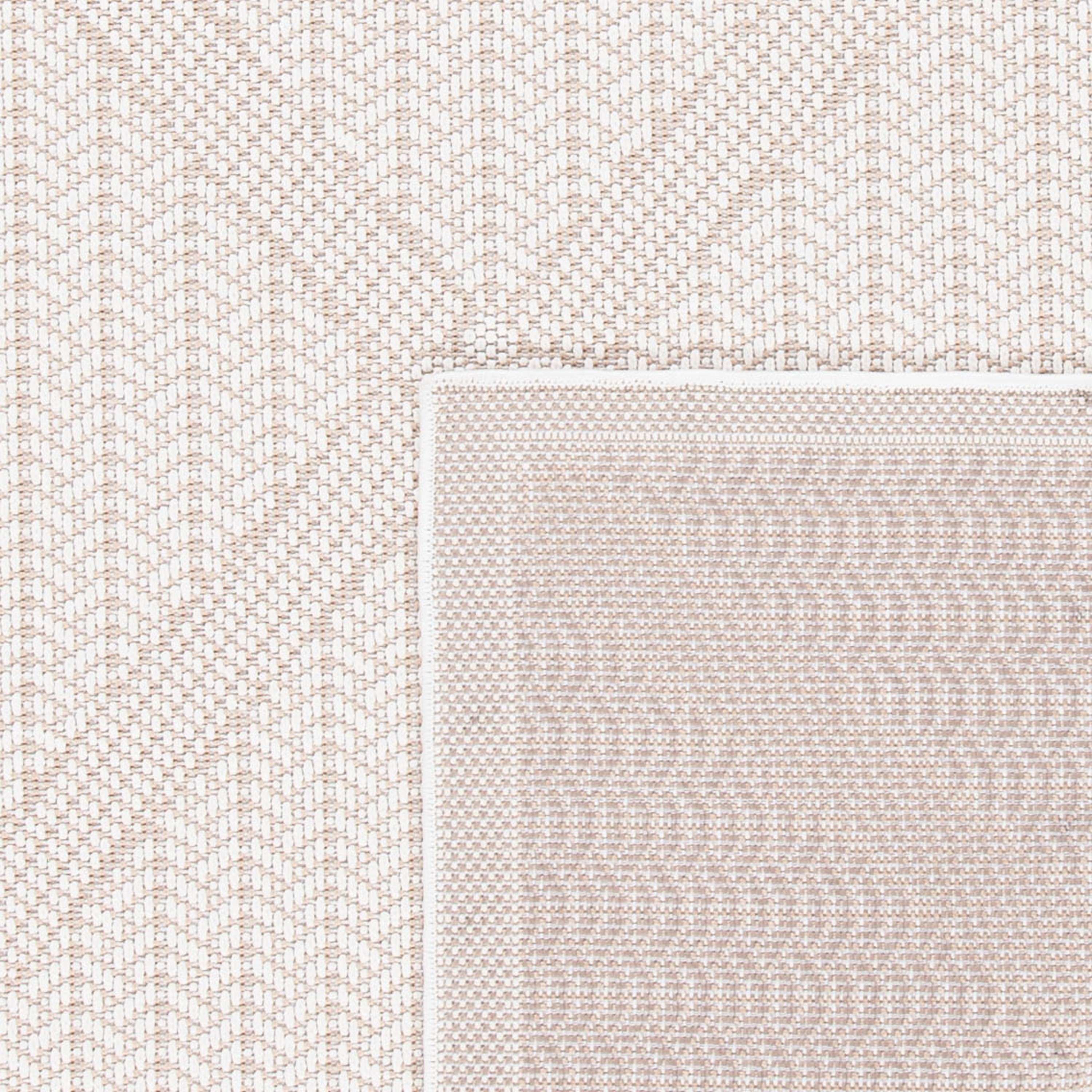 Cream Beige Geometric Synthetic Indoor Outdoor Area Rug