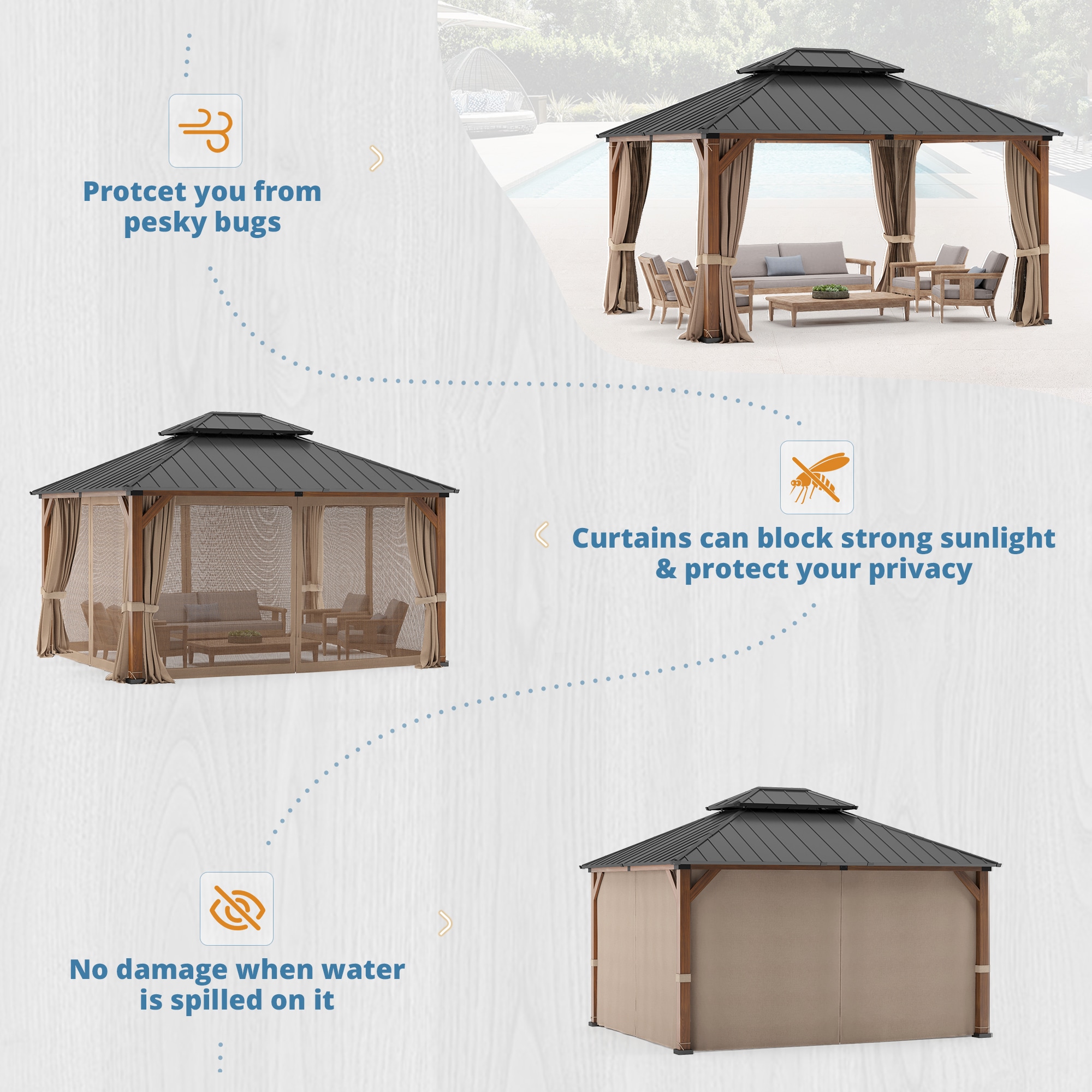 LUE BONA TL-002-1LS Wood-Resin-Gazebos - View #8