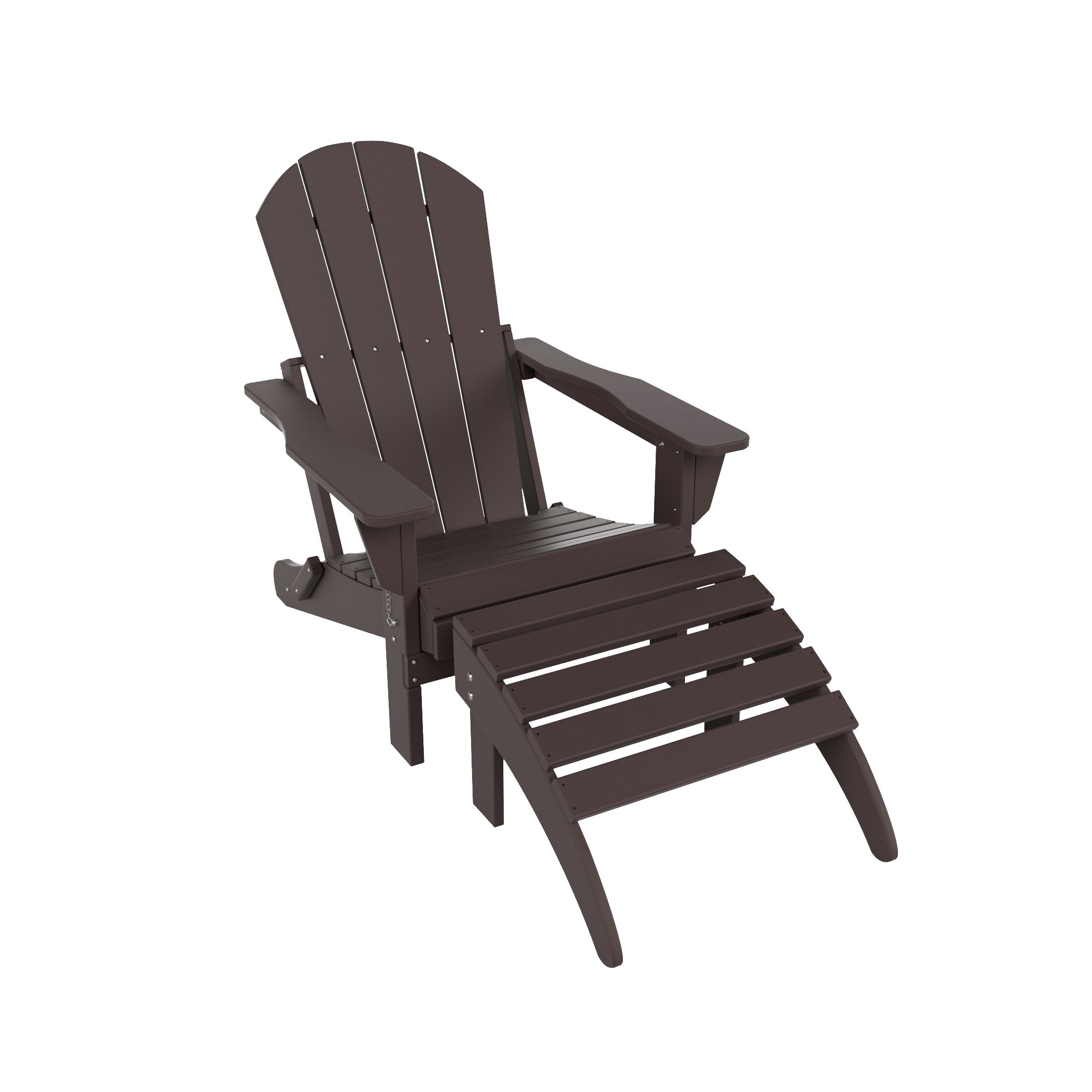 Westin Furniture 2001ADOT-DKBR Laguna Dark Brown HDPE Frame Stationary Adirondack Chair with Slat Seat
