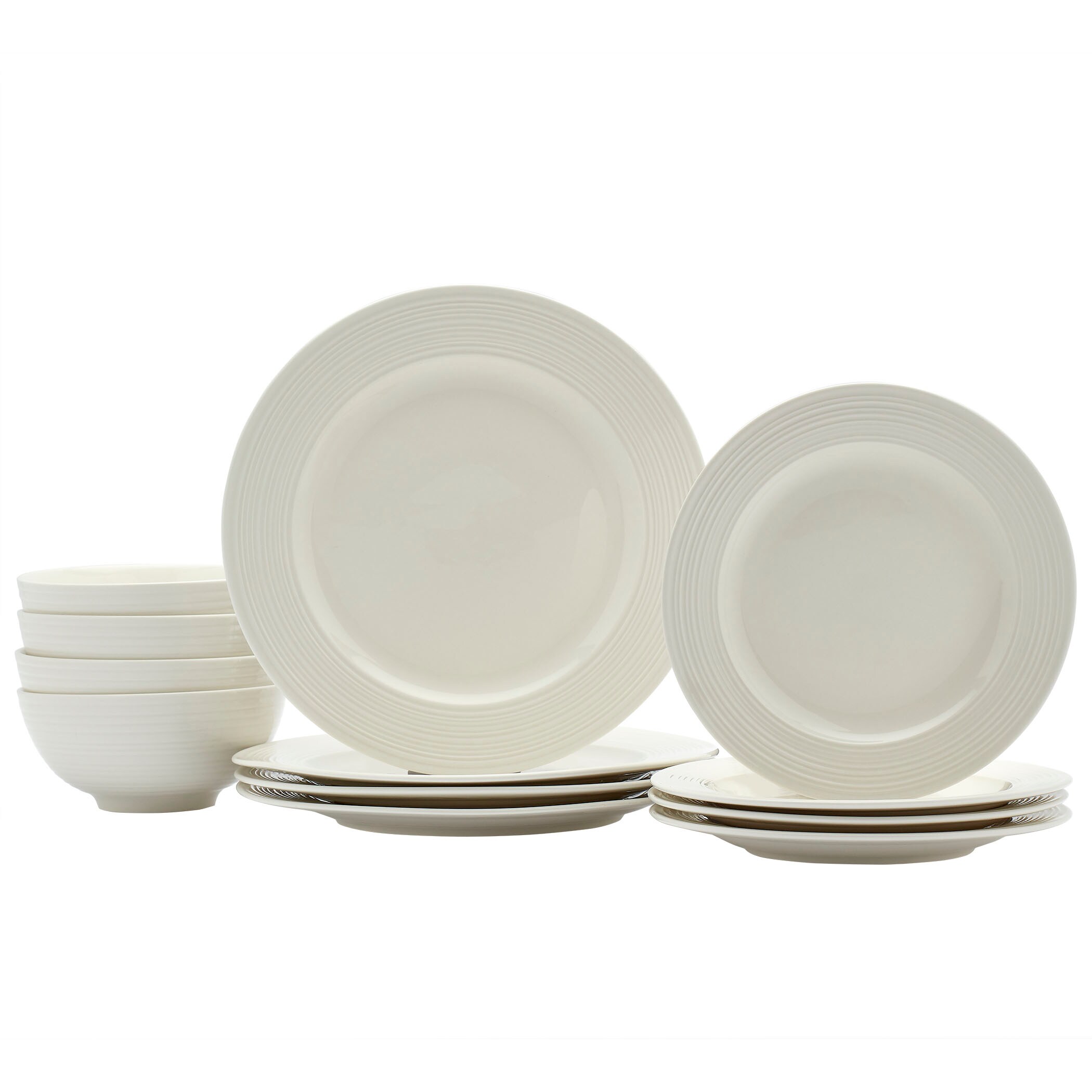 Tabletops Unlimited TTU Gallery 12-Pc Black Pad Print Dinnerware