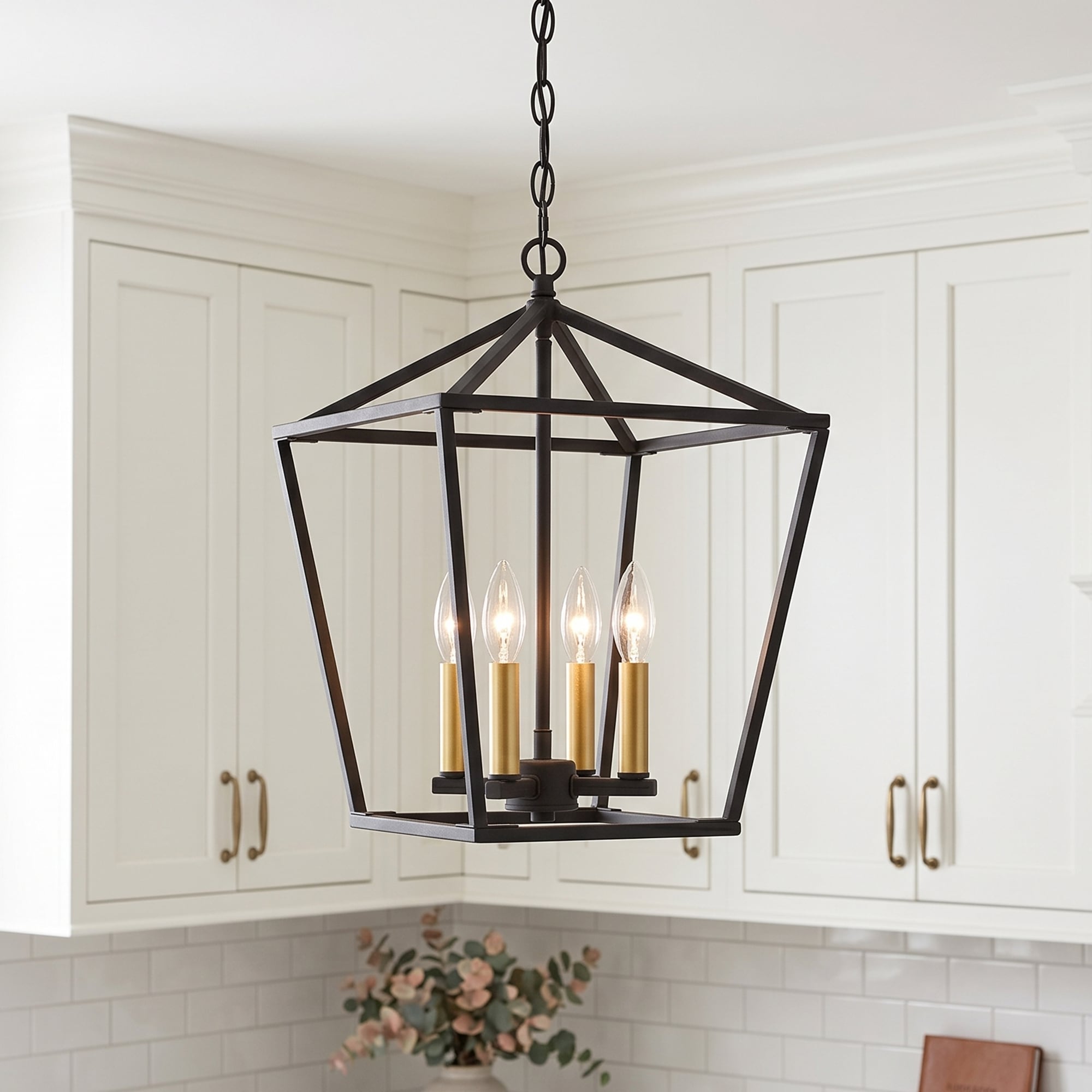 ACROMA Arlington 4 -Light Matte Black Bare bulb Metal Metal Chandelier