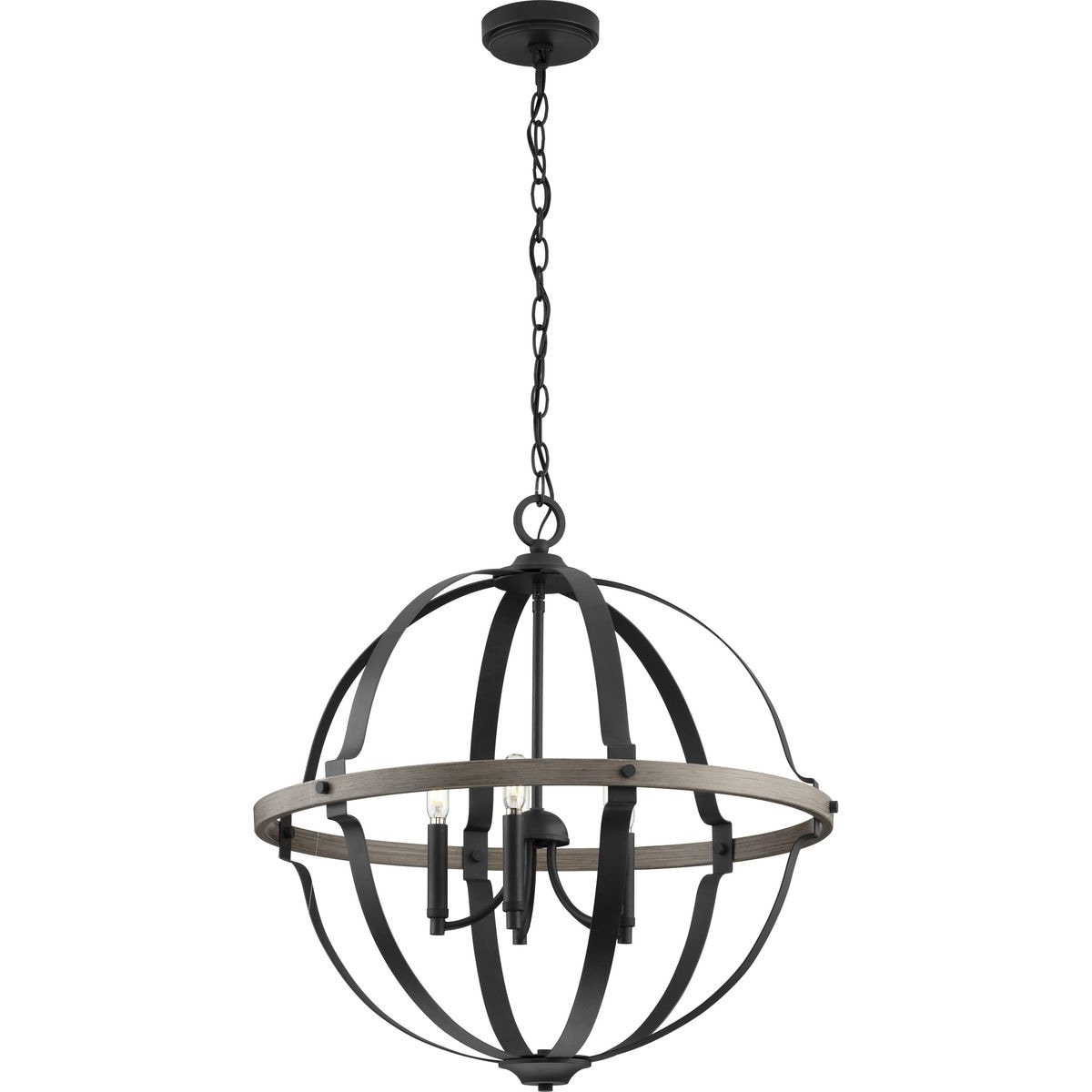 Matte Black Glass Globe Farmhouse Pendant Light